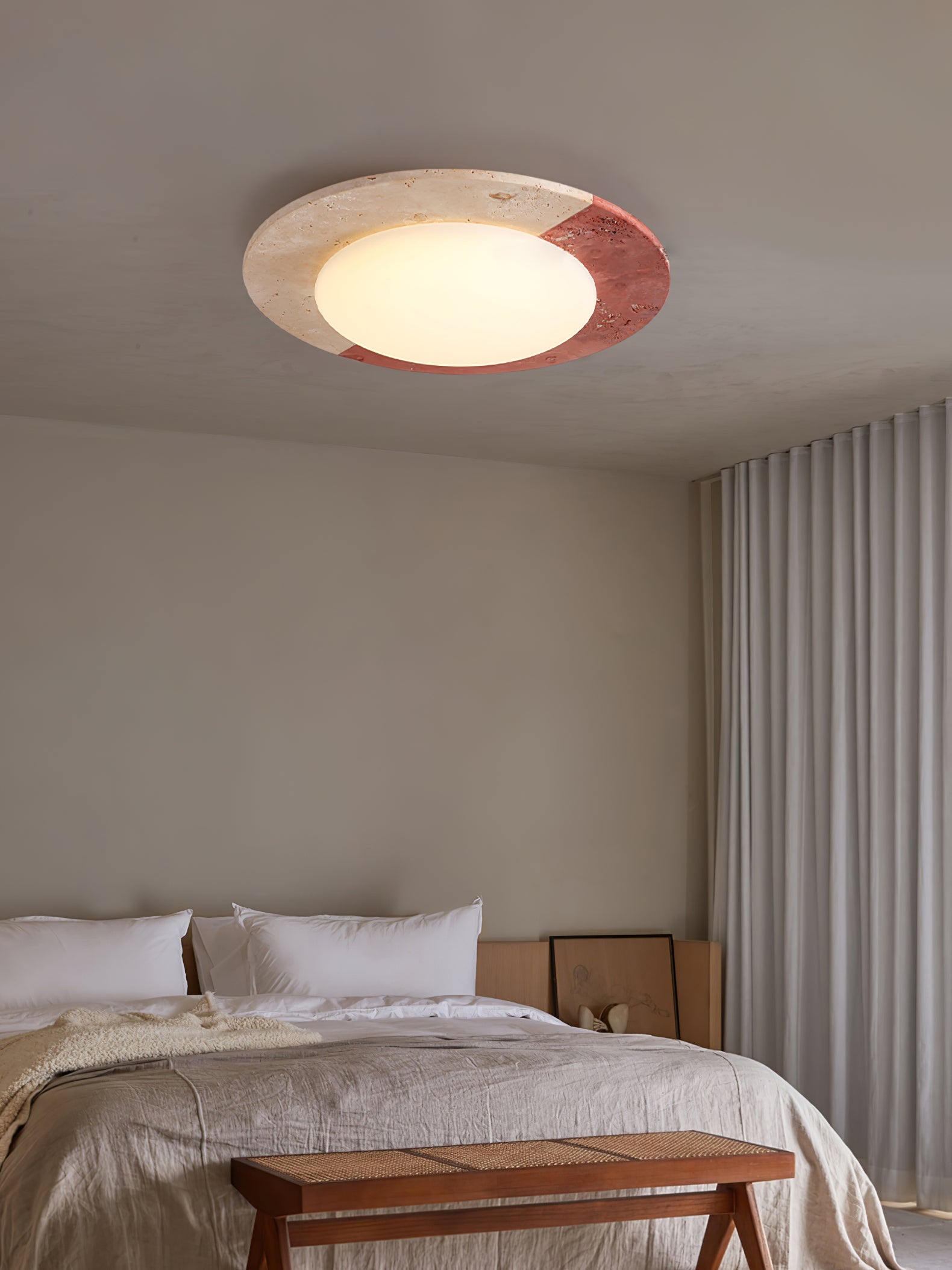Zeraeos Travertine Ceiling Light-Neutral Decor