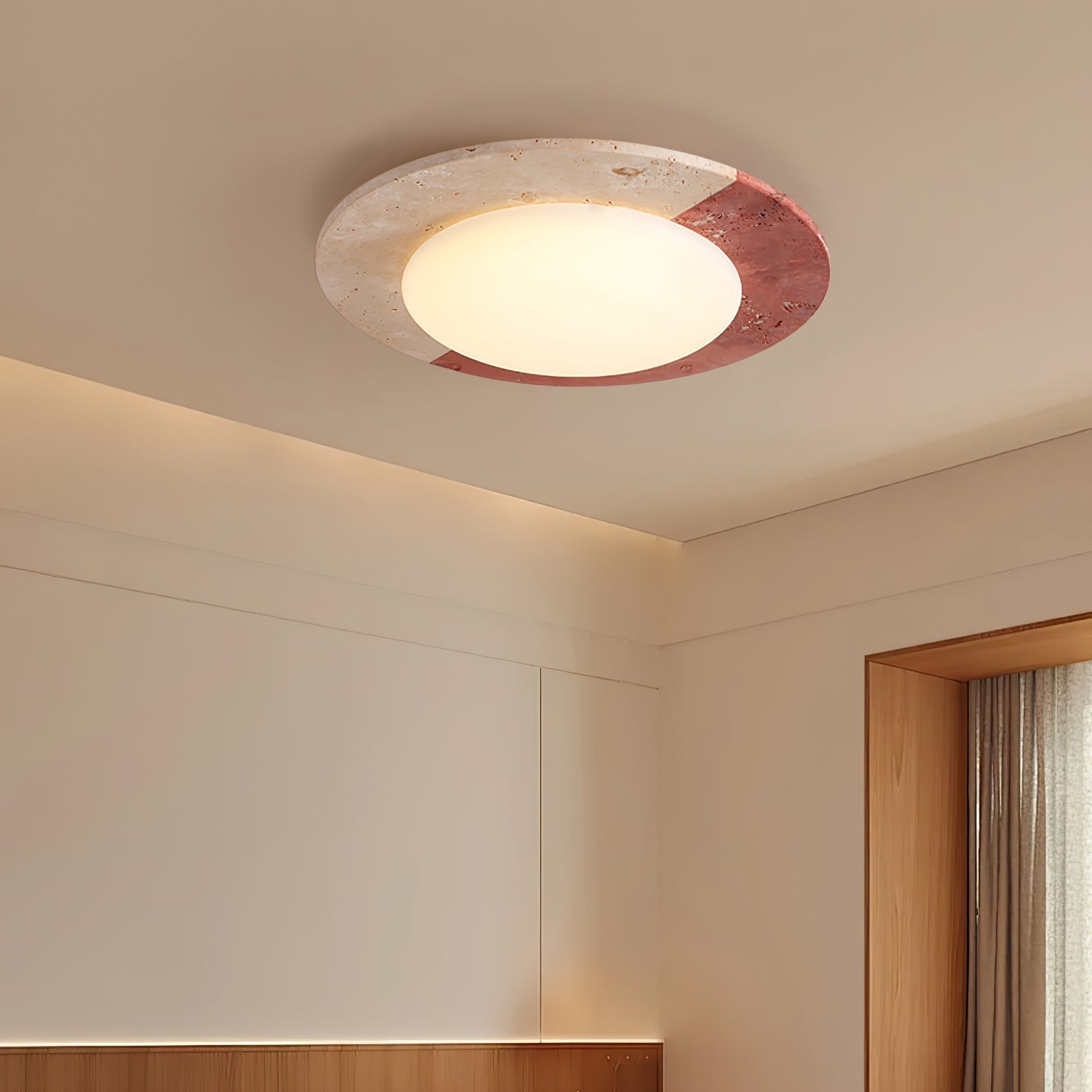 Zeraeos Travertine Ceiling Light-Neutral Decor