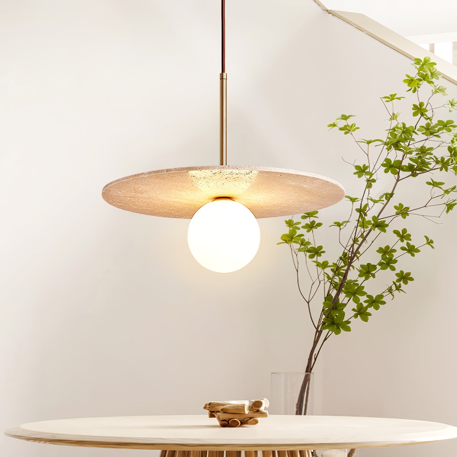 Vera Travertine Pendant Light-Neutral Decor