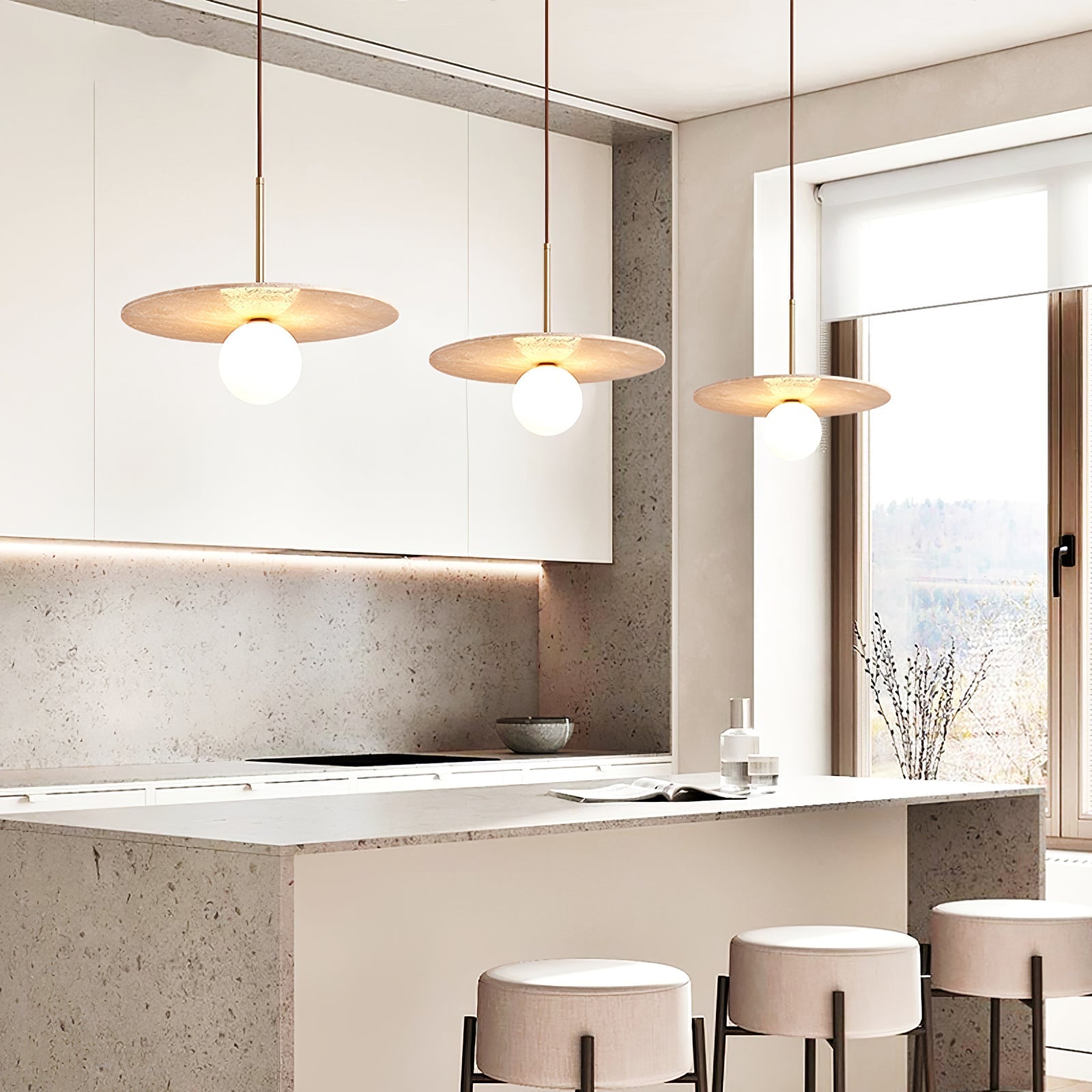 Vera Travertine Pendant Light-Neutral Decor