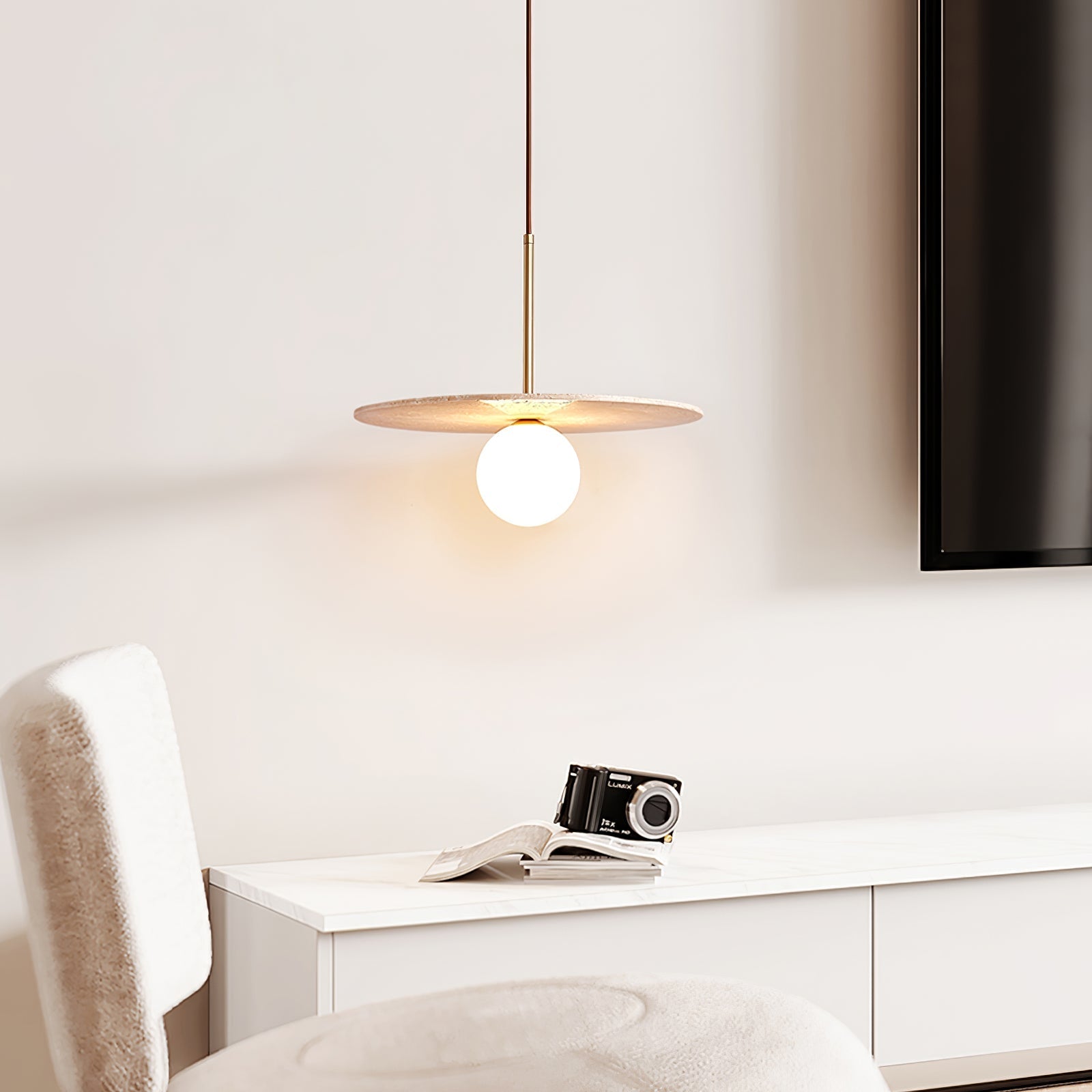 Vera Travertine Pendant Light-Neutral Decor