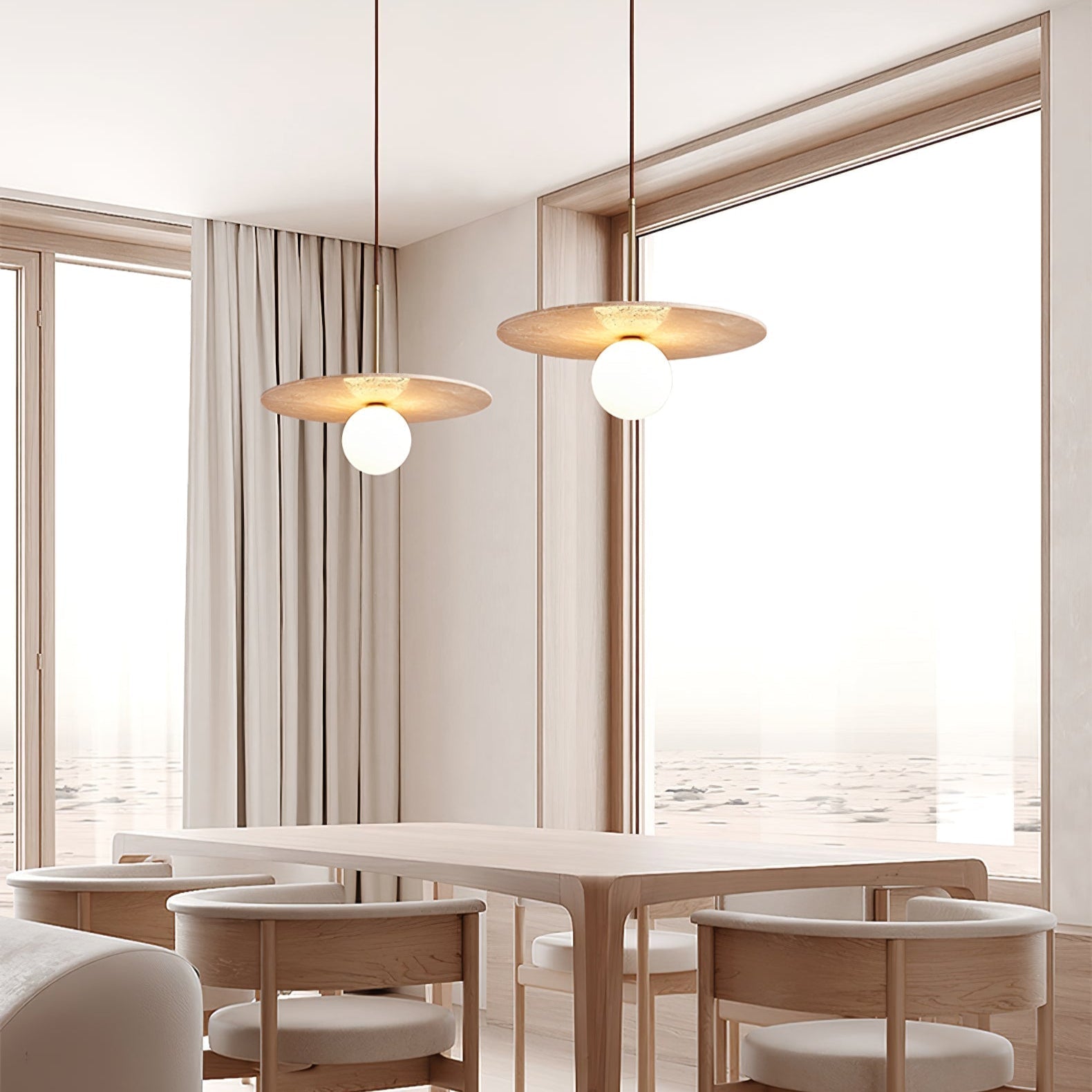Vera Travertine Pendant Light-Neutral Decor