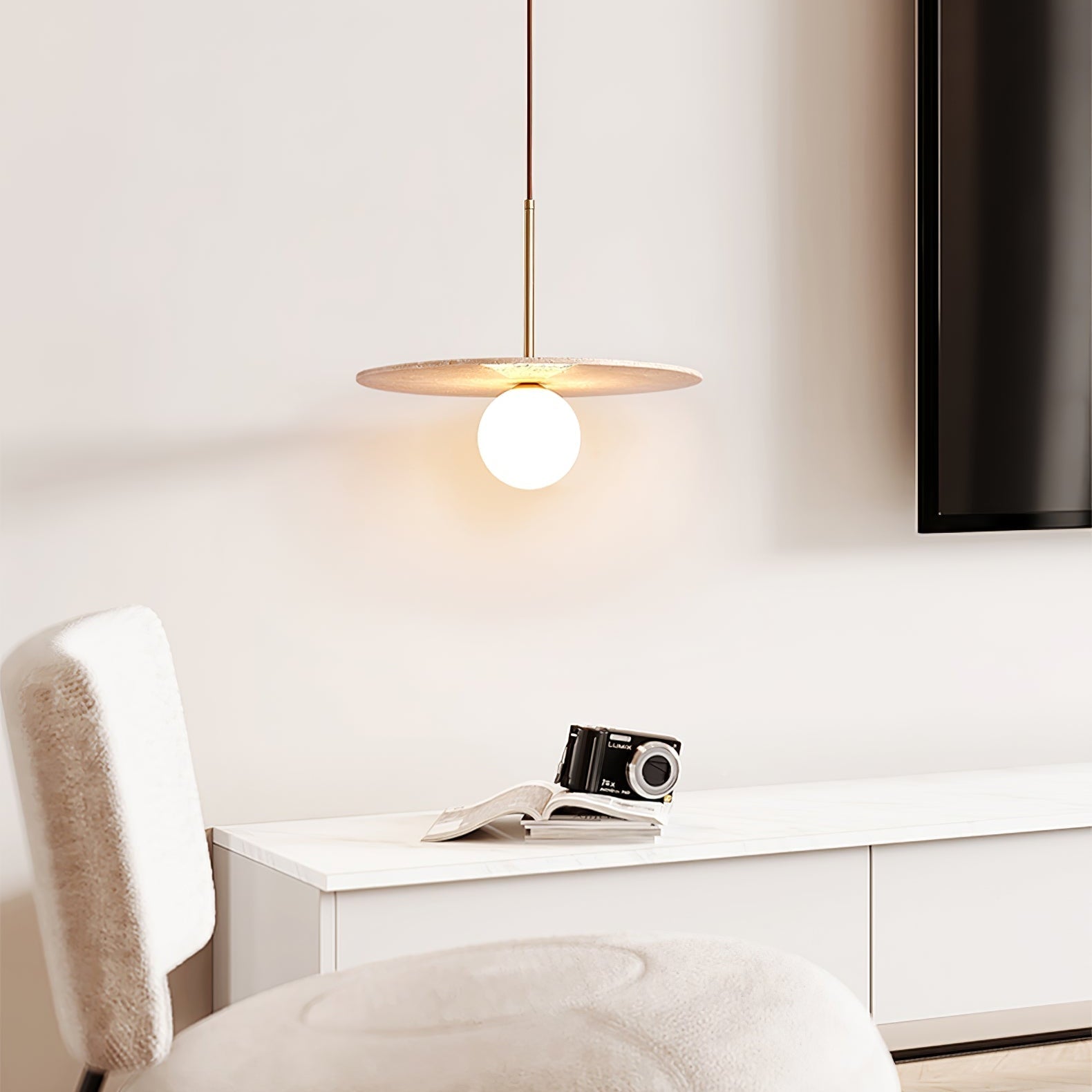 Vera Travertine Pendant Light-Neutral Decor
