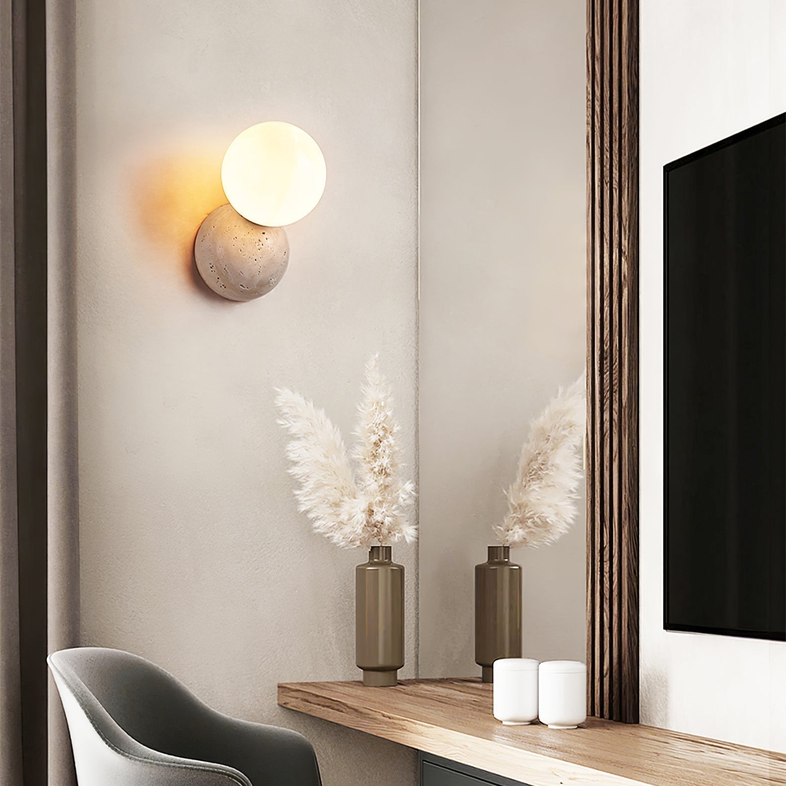 Cethair Travertine Wall Light-Neutral Decor
