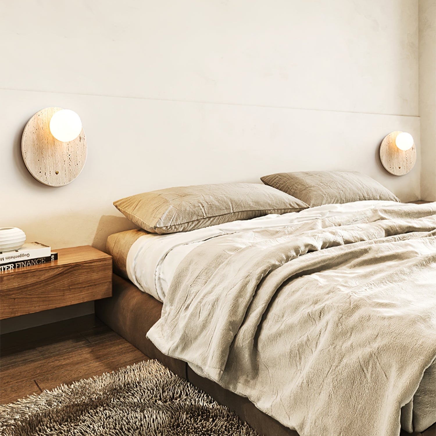 Fioren Minimalist Travertine Wall Light-Neutral Decor