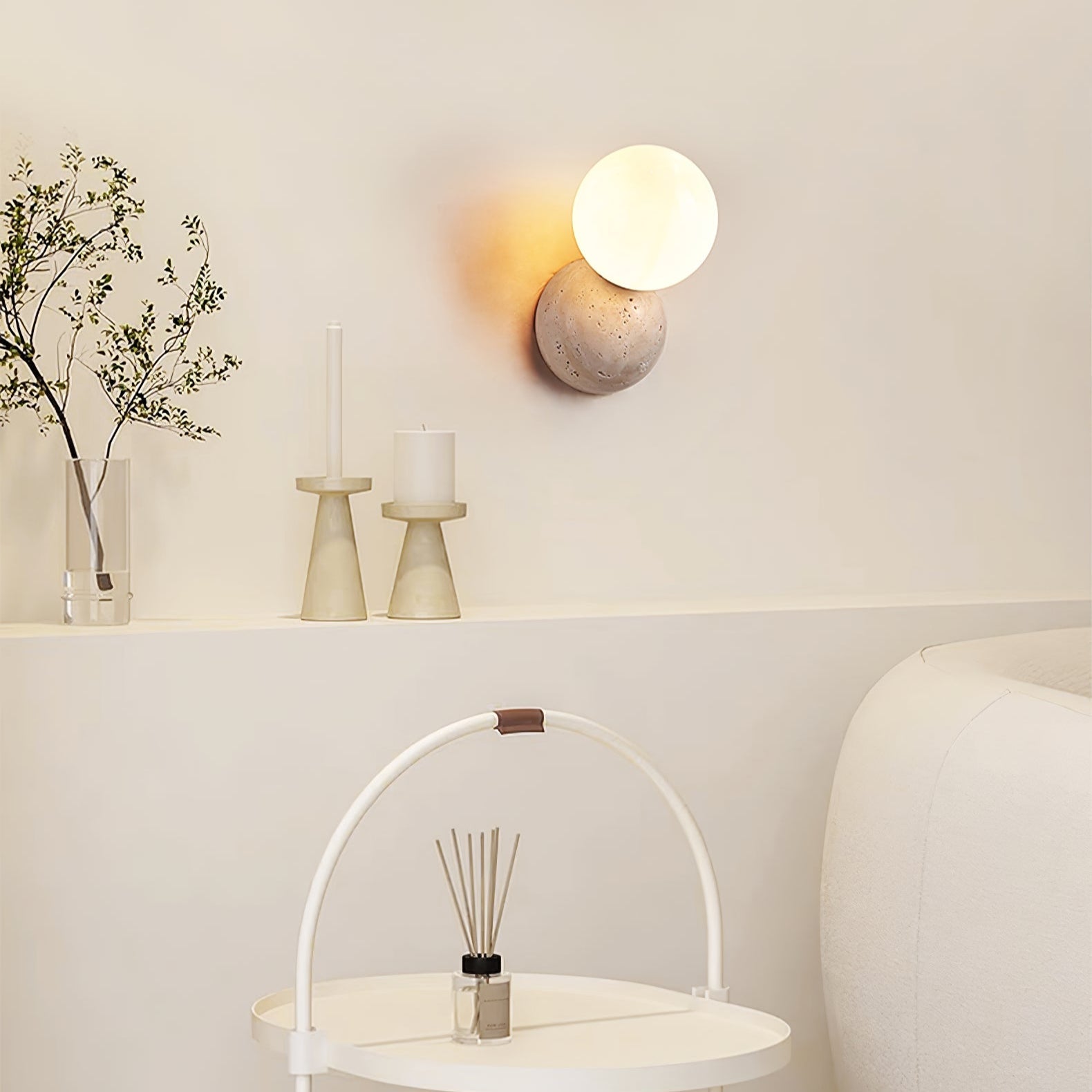 Cethair Travertine Wall Light-Neutral Decor