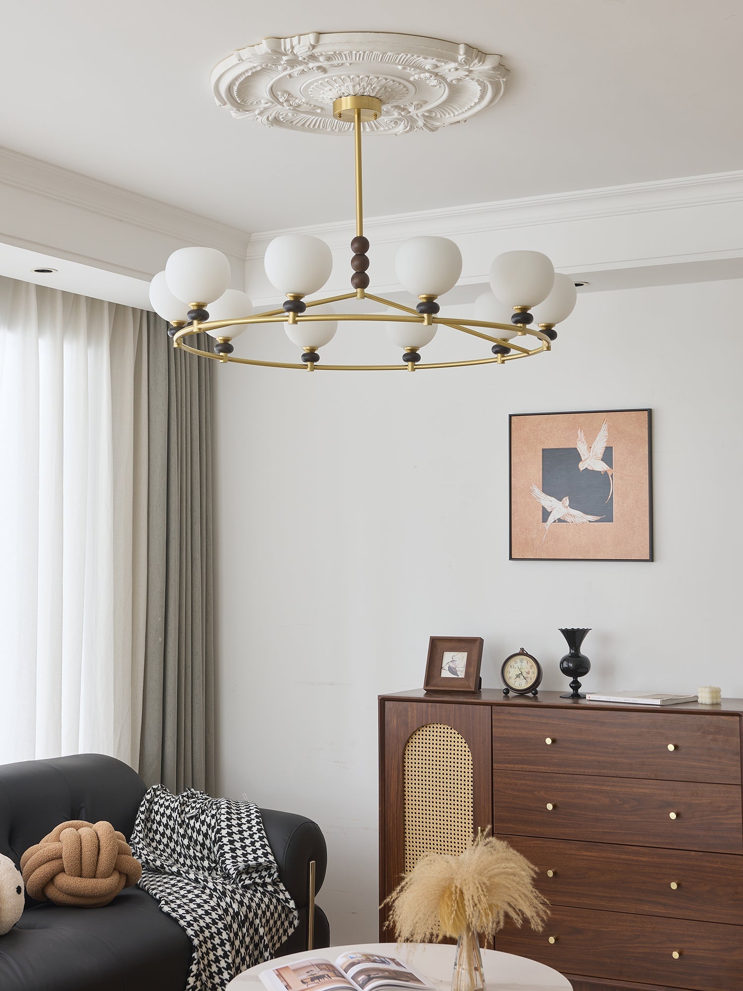 Nydoriel Premium Nordic Art Brass Wood Chandelier-Neutral Decor