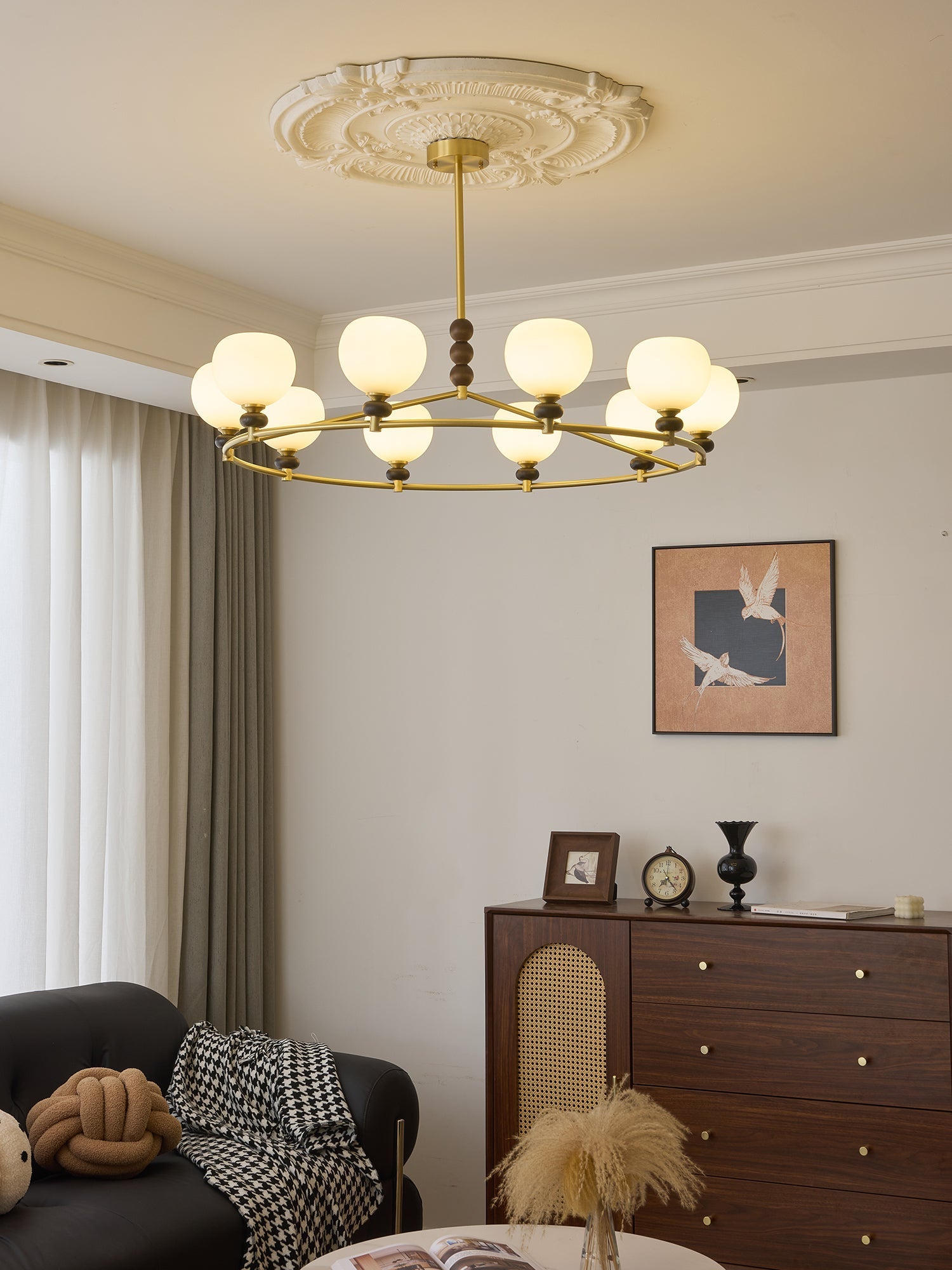 Nydoriel Premium Nordic Art Brass Wood Chandelier-Neutral Decor