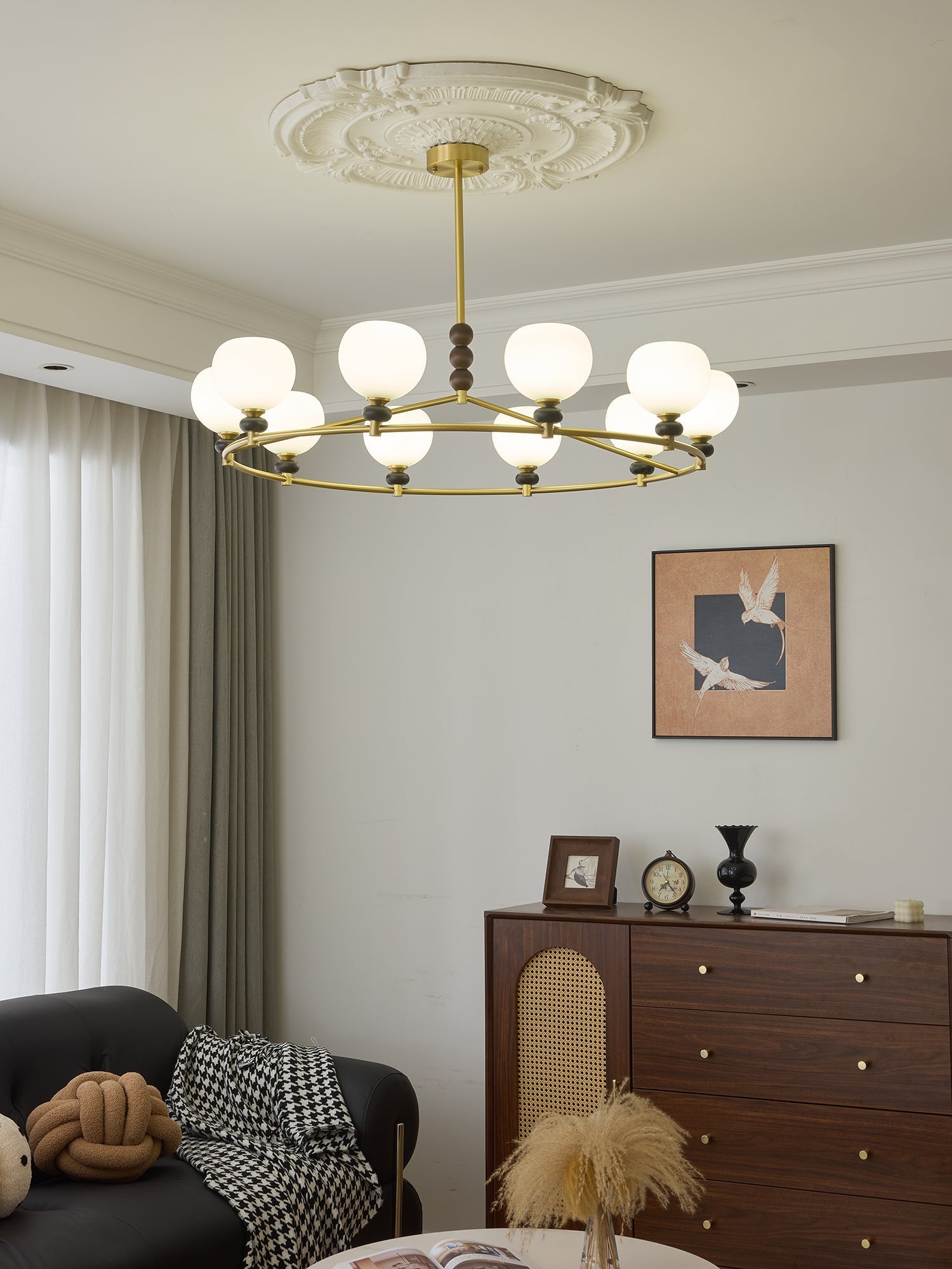 Nydoriel Premium Nordic Art Brass Wood Chandelier-Neutral Decor
