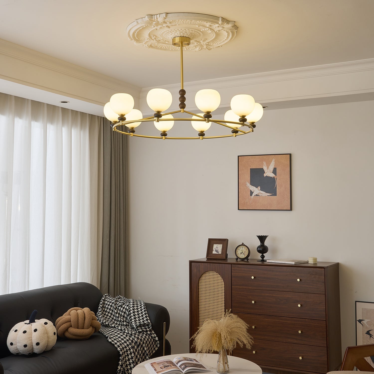 Nydoriel Premium Nordic Art Brass Wood Chandelier-Neutral Decor
