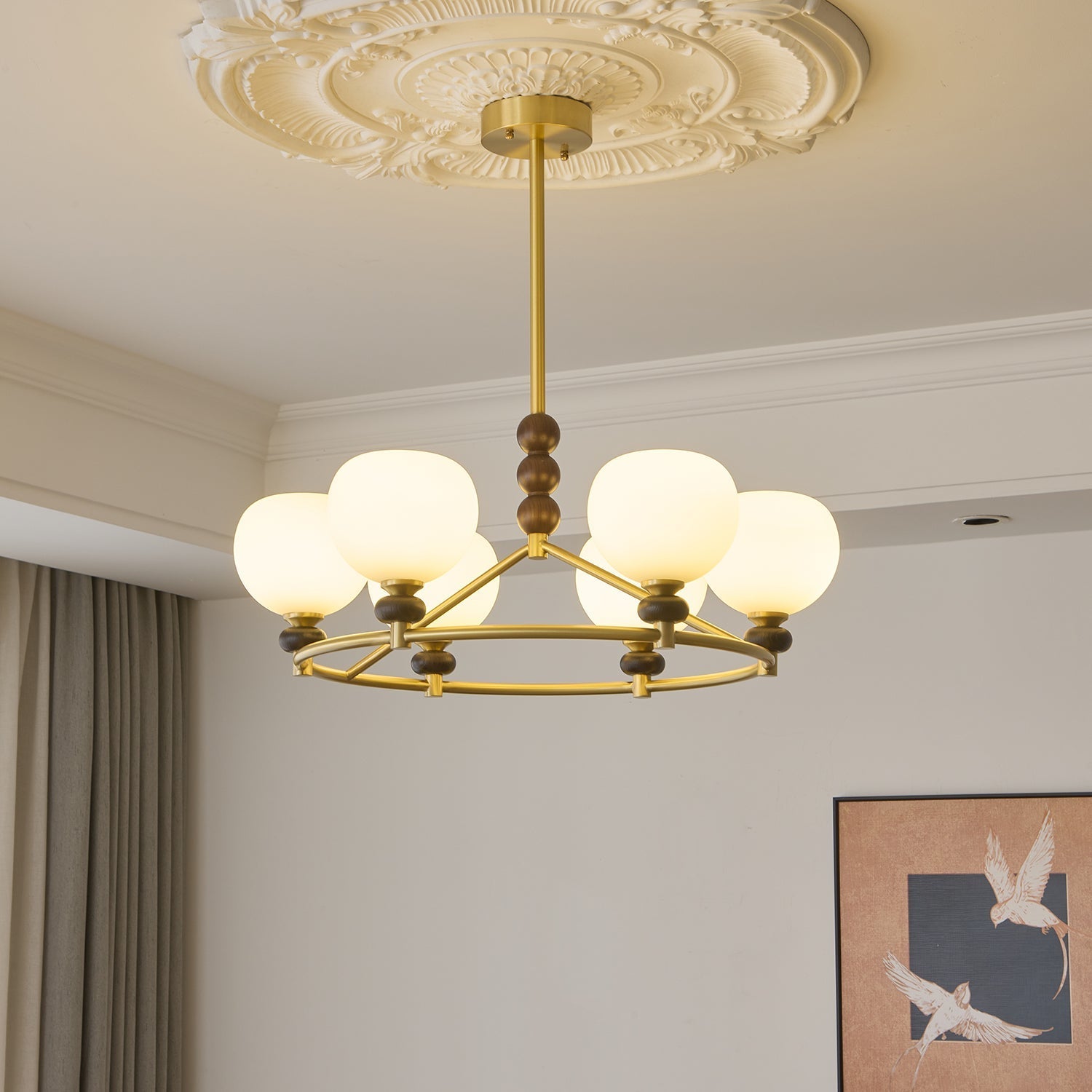 Nydoriel Premium Nordic Art Brass Wood Chandelier-Neutral Decor