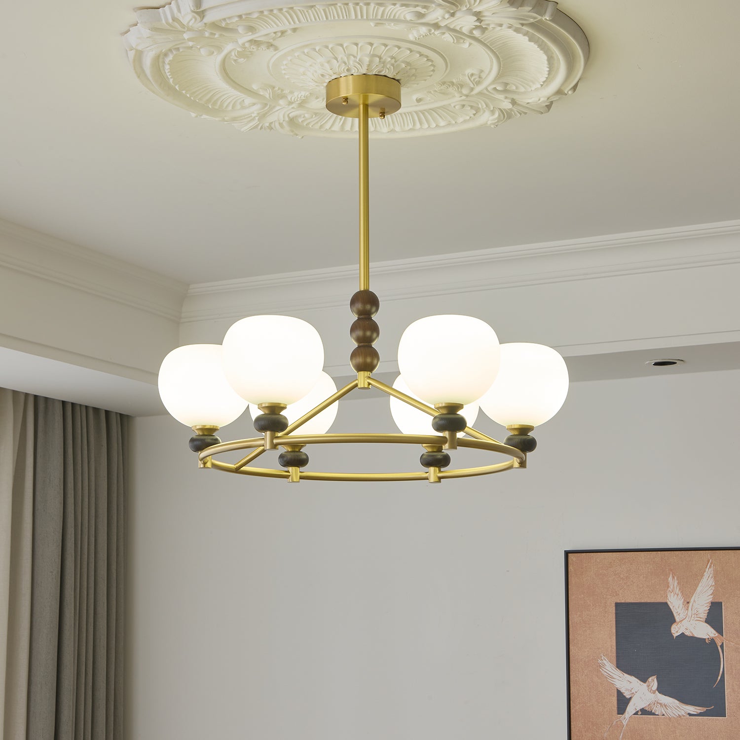 Nydoriel Premium Nordic Art Brass Wood Chandelier-Neutral Decor