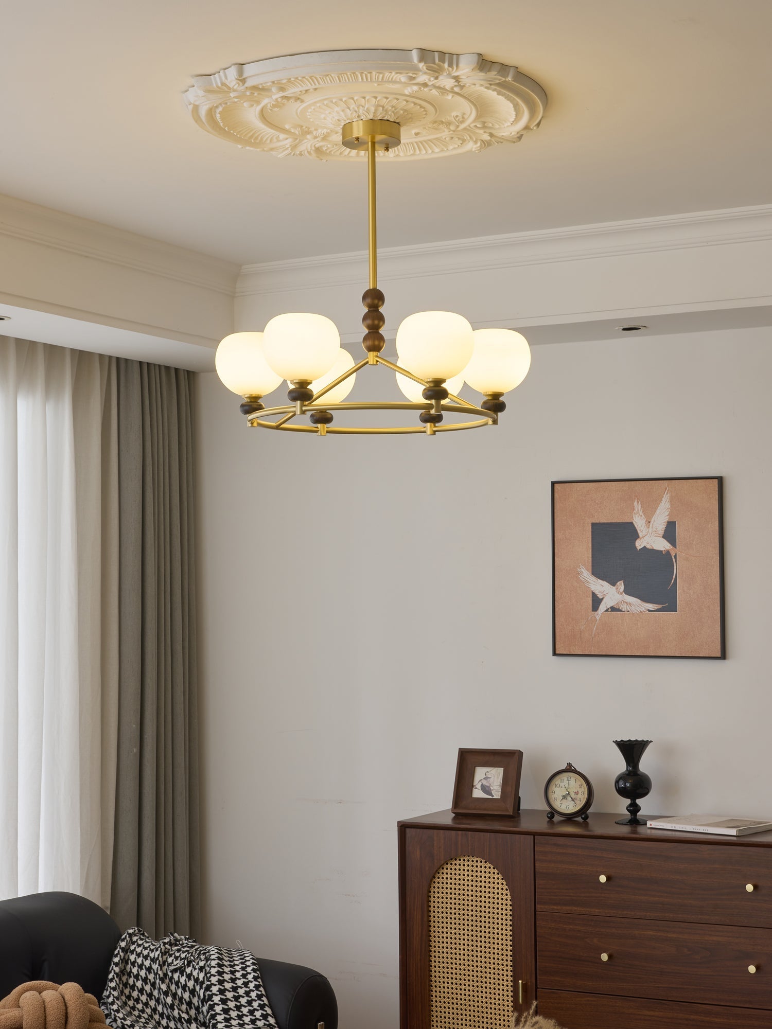 Nydoriel Premium Nordic Art Brass Wood Chandelier-Neutral Decor