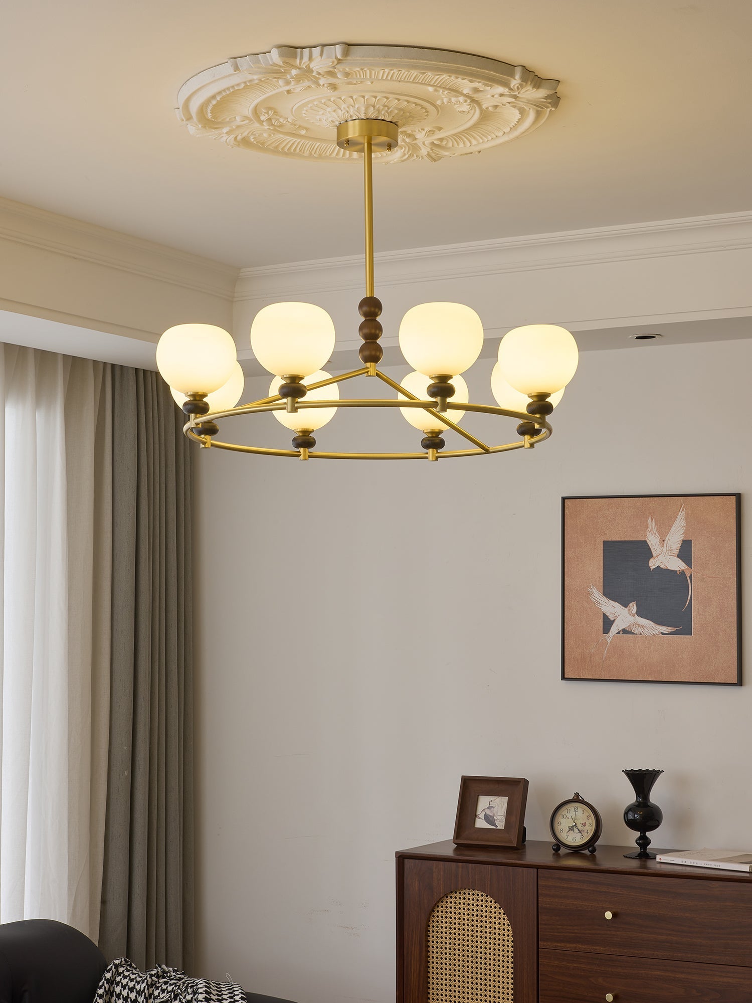 Nydoriel Premium Nordic Art Brass Wood Chandelier-Neutral Decor