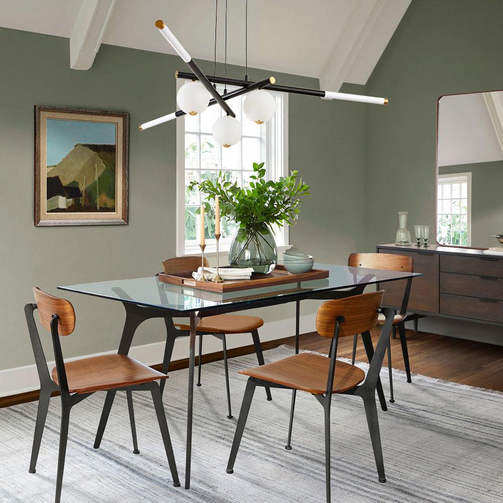 Chandelier Black White Rods and Globe Modern-Neutral Decor