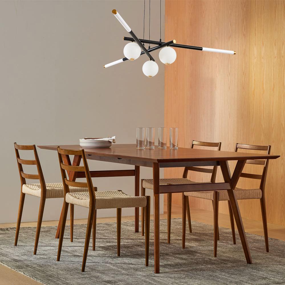 Chandelier Black White Rods and Globe Modern-Neutral Decor