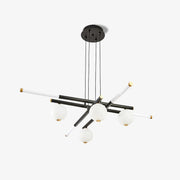 Chandelier Black White Rods and Globe Modern-Neutral Decor