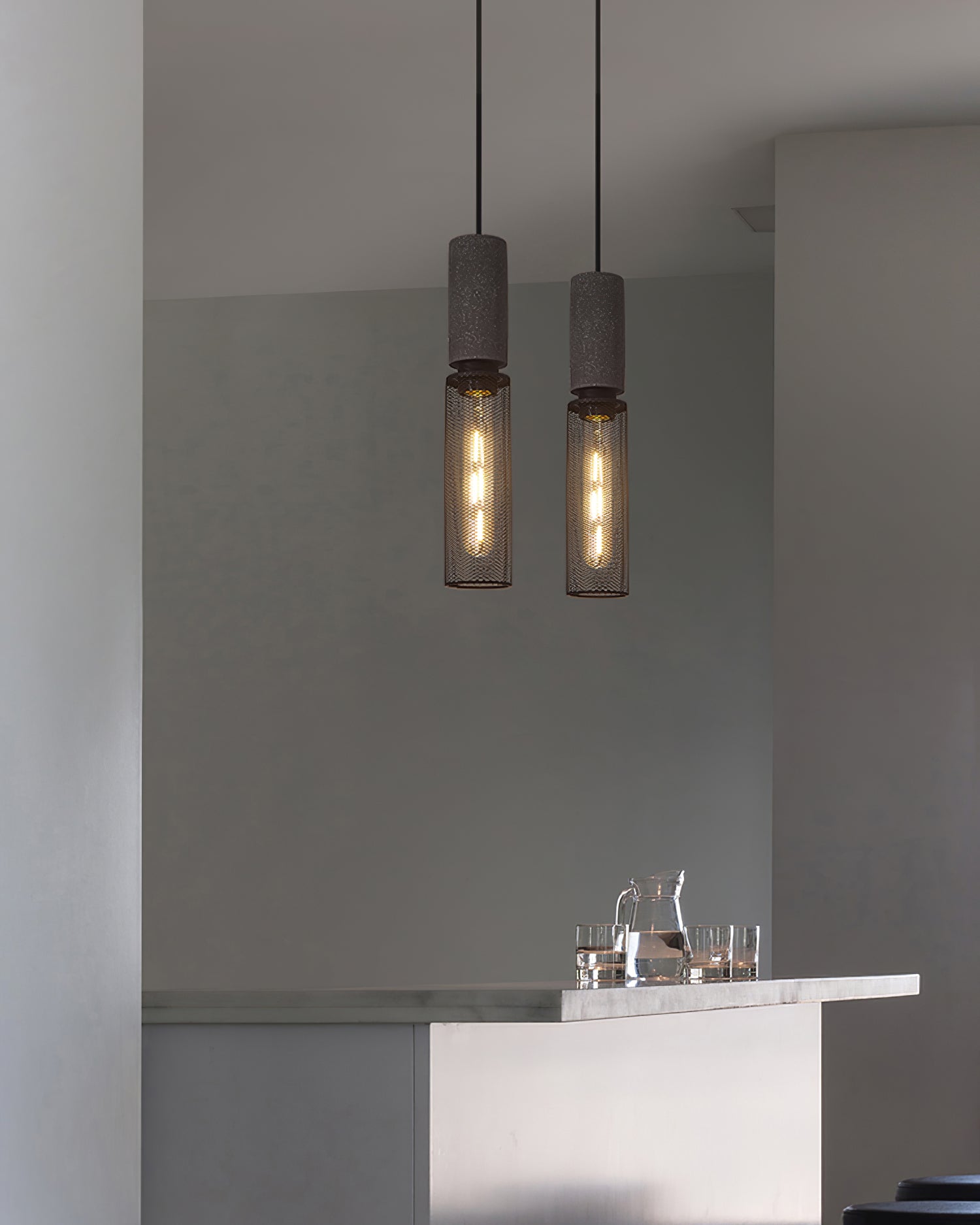 Noveno Cement Mesh Pendant Light-Neutral Decor
