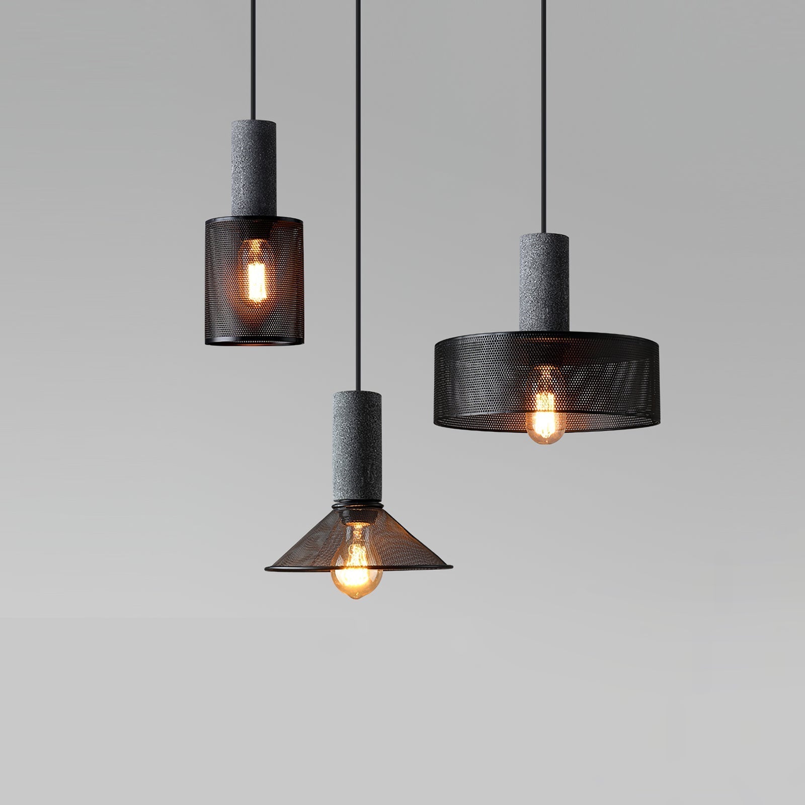 Noveno Cement Mesh Pendant Light-Neutral Decor