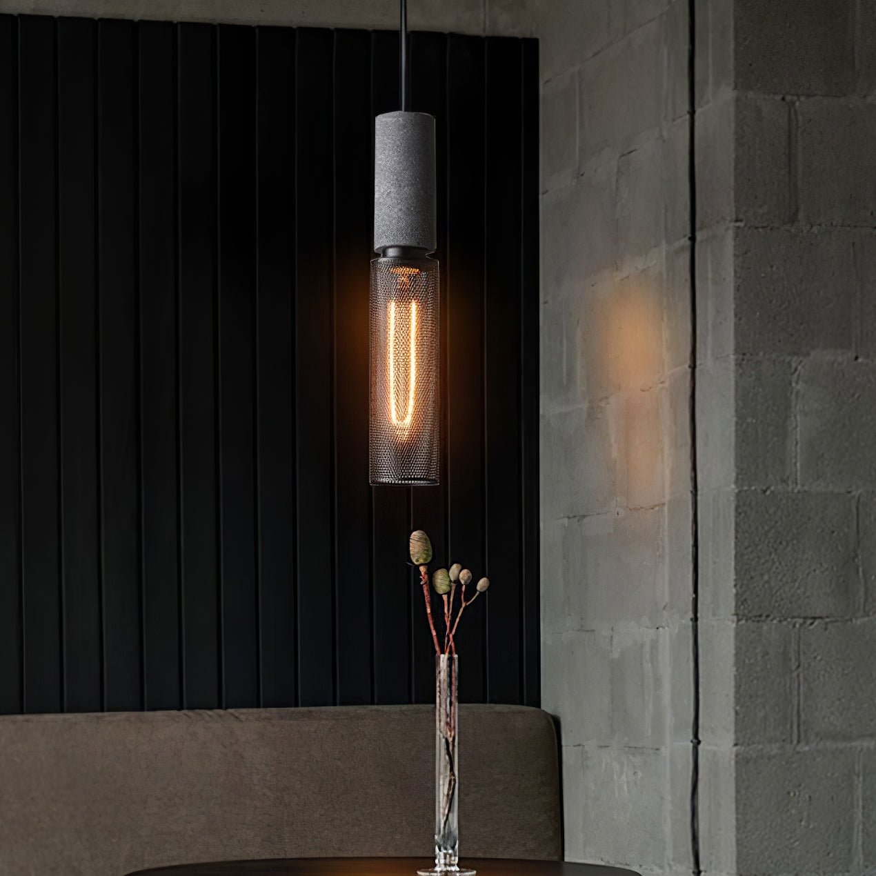 Noveno Cement Mesh Pendant Light-Neutral Decor