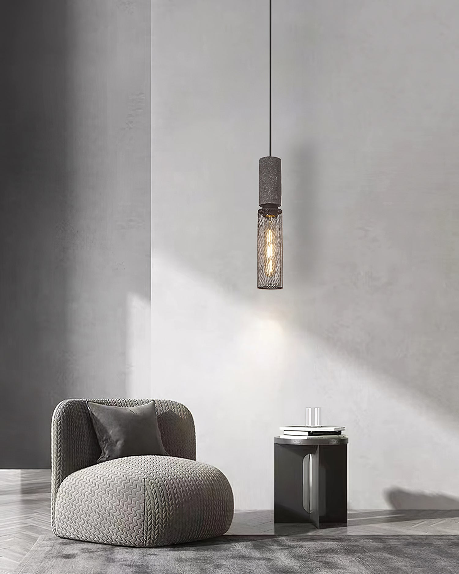 Noveno Cement Mesh Pendant Light-Neutral Decor