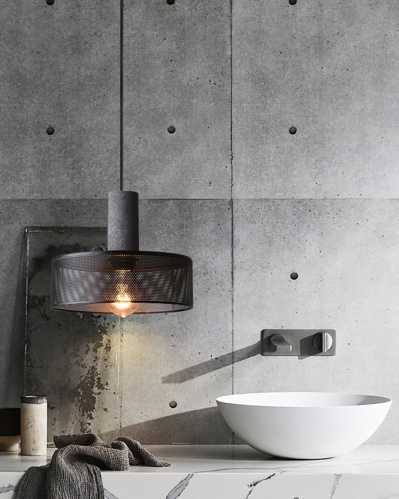 Noveno Cement Mesh Pendant Light-Neutral Decor