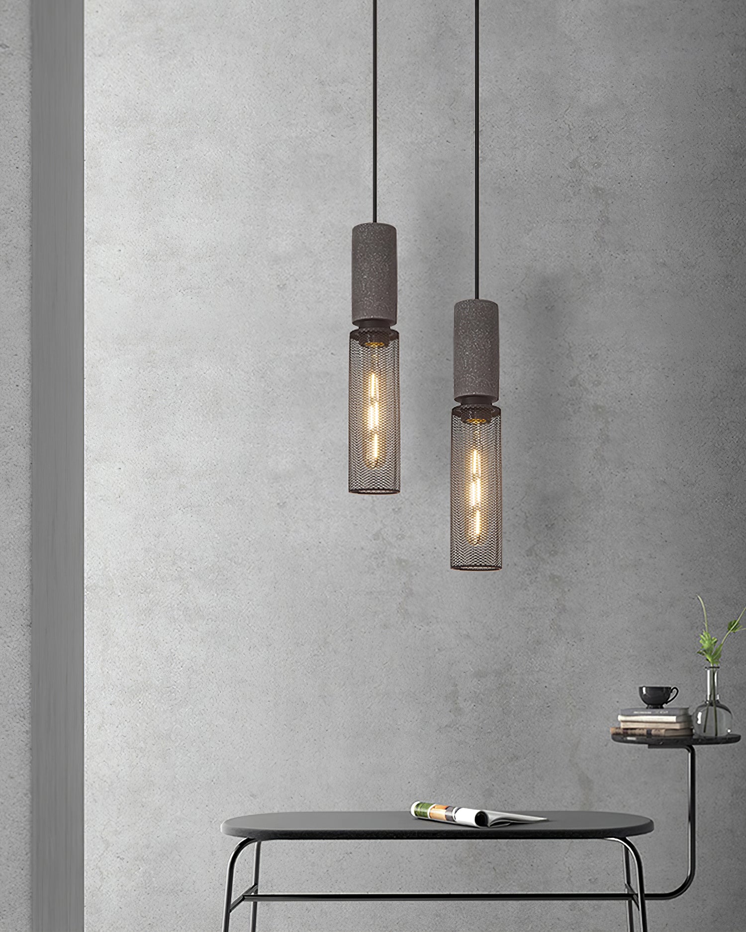 Noveno Cement Mesh Pendant Light-Neutral Decor