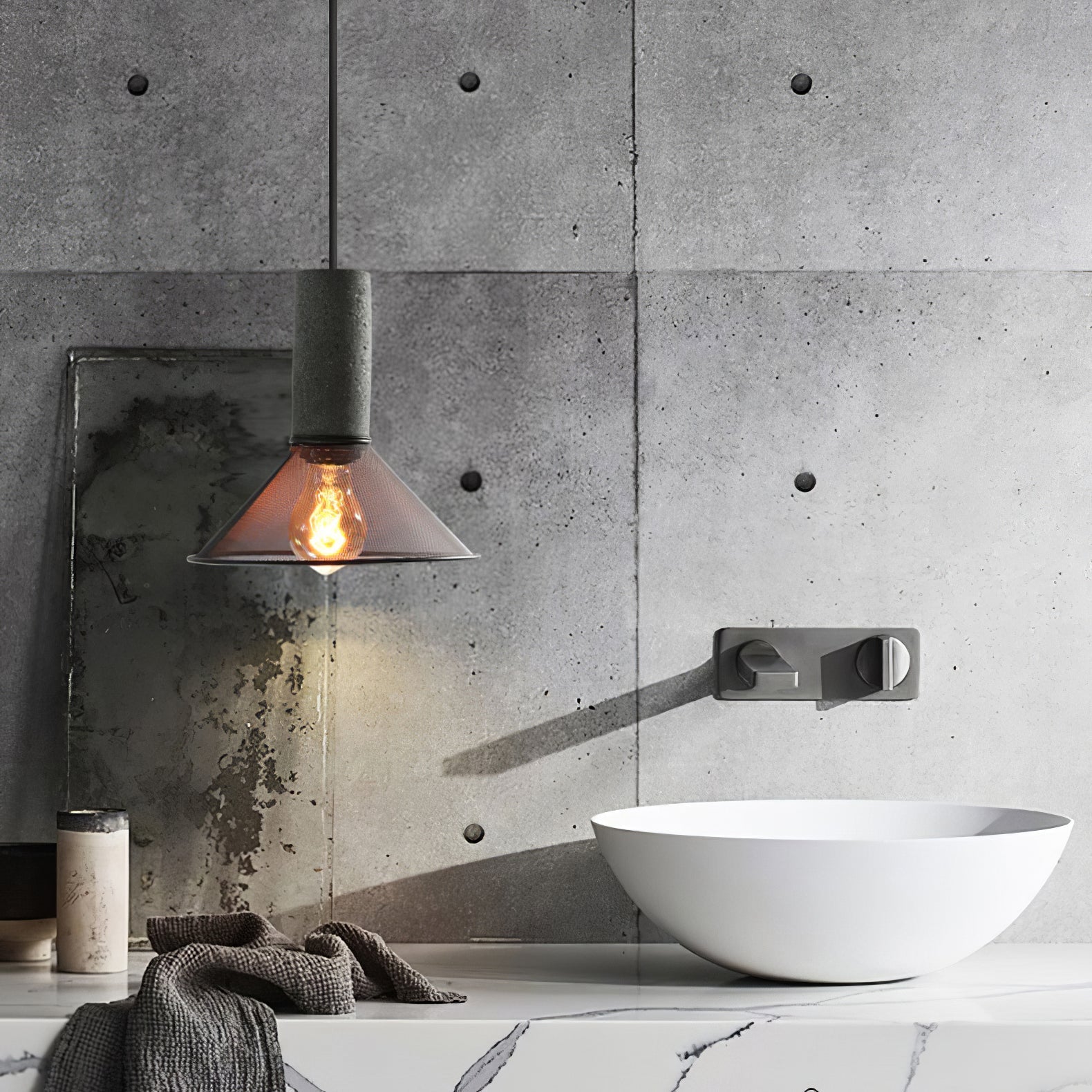 Noveno Cement Mesh Pendant Light-Neutral Decor