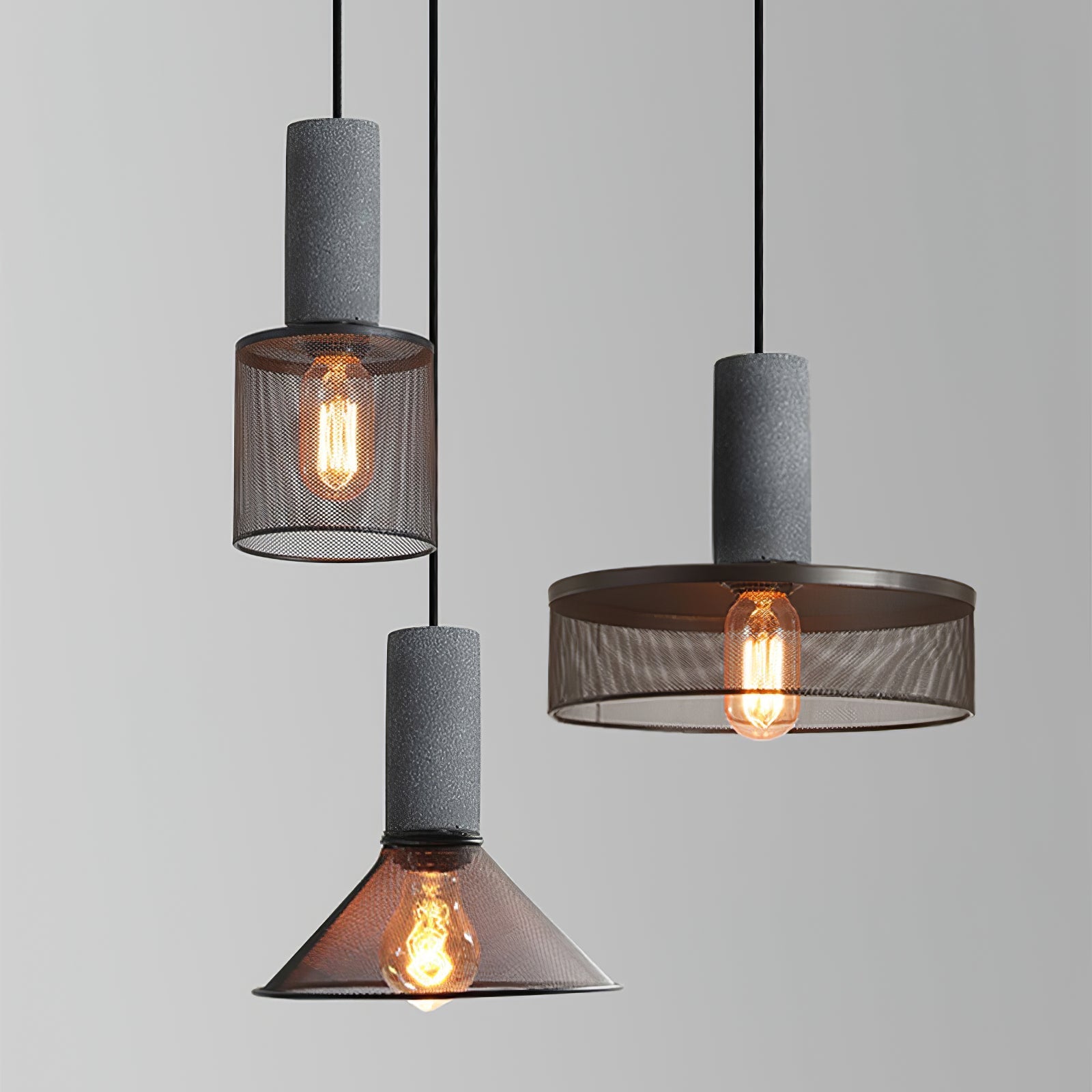Noveno Cement Mesh Pendant Light-Neutral Decor