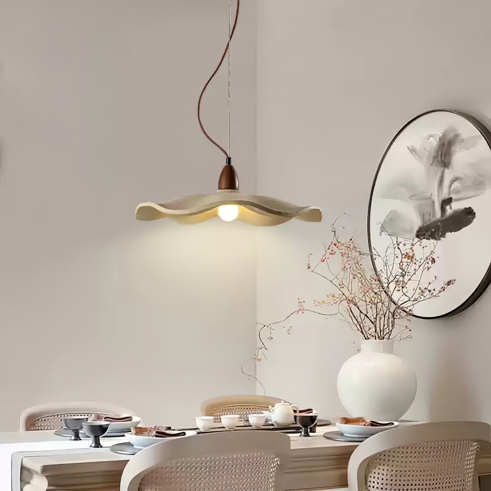 Siro Cement Wave Pendant Light-Neutral Decor