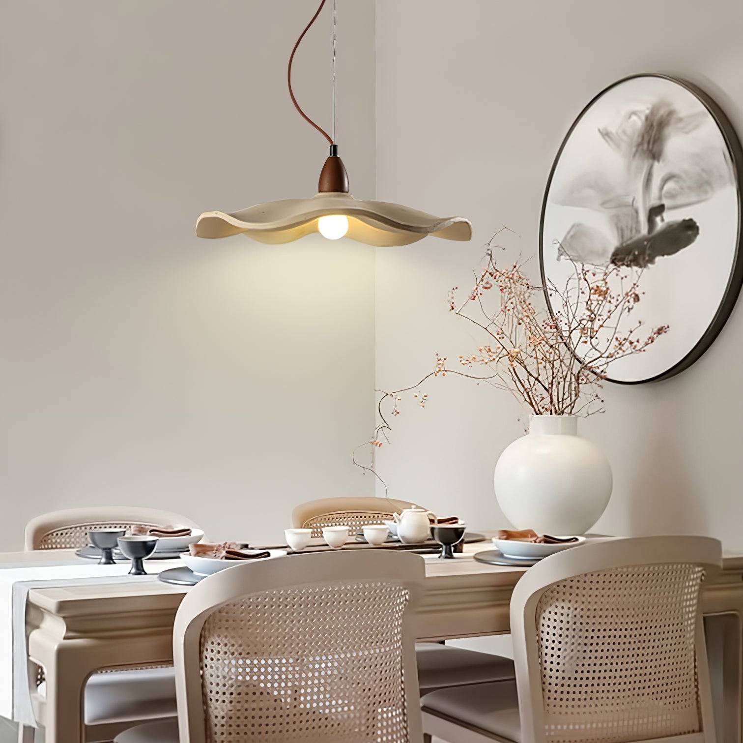 Siro Cement Wave Pendant Light-Neutral Decor