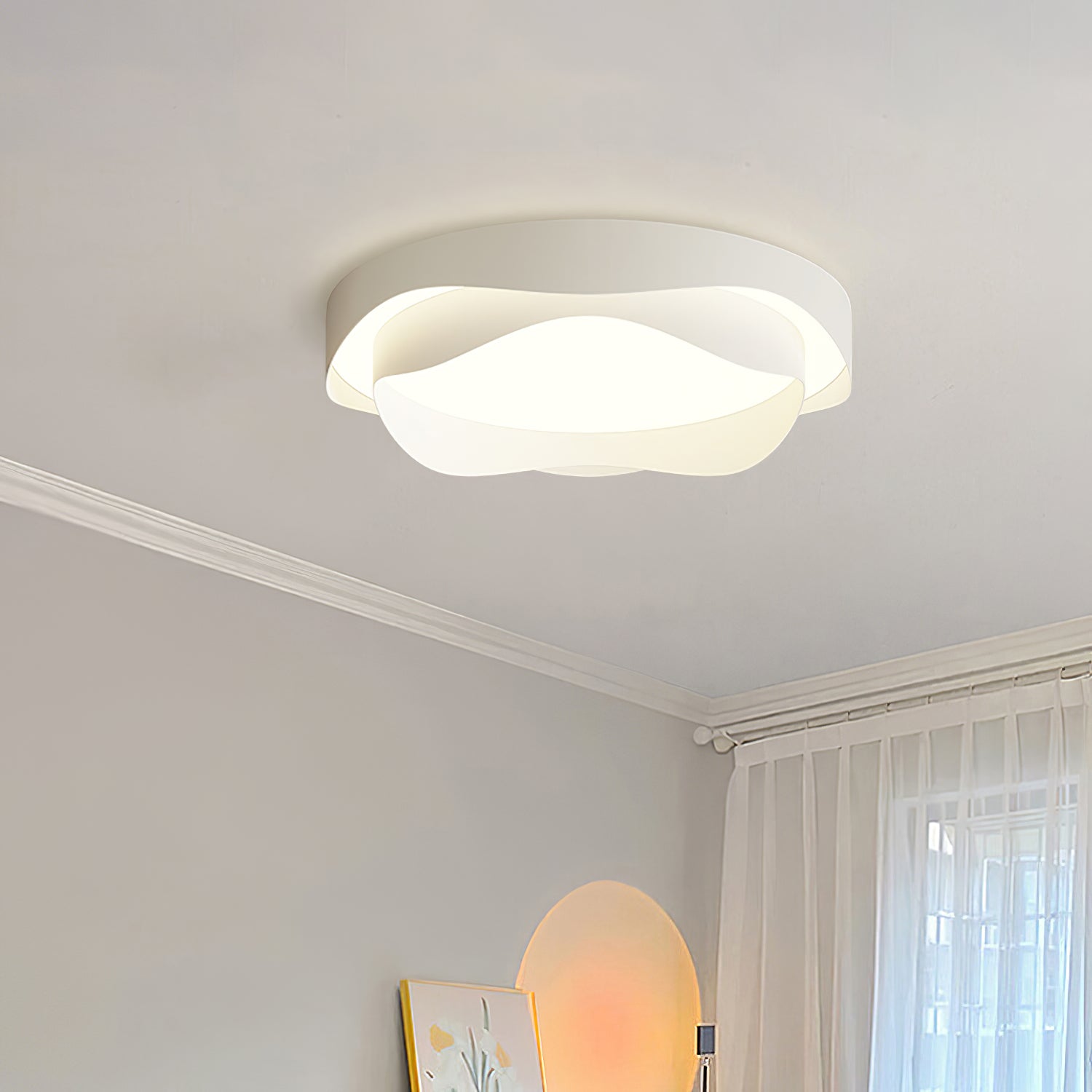 Vevelo Ceiling Lamp White for Living Room-Neutral Decor