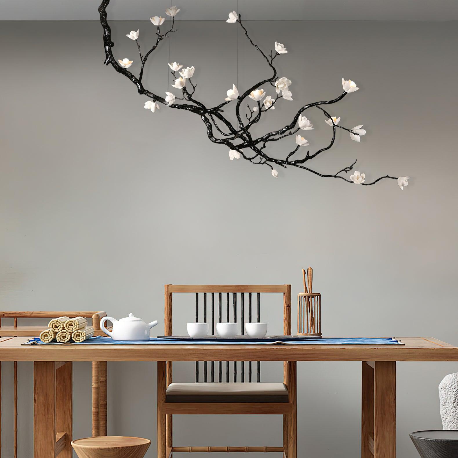 Lustra Chandelier Ceramic Flower Black Branch-Neutral Decor