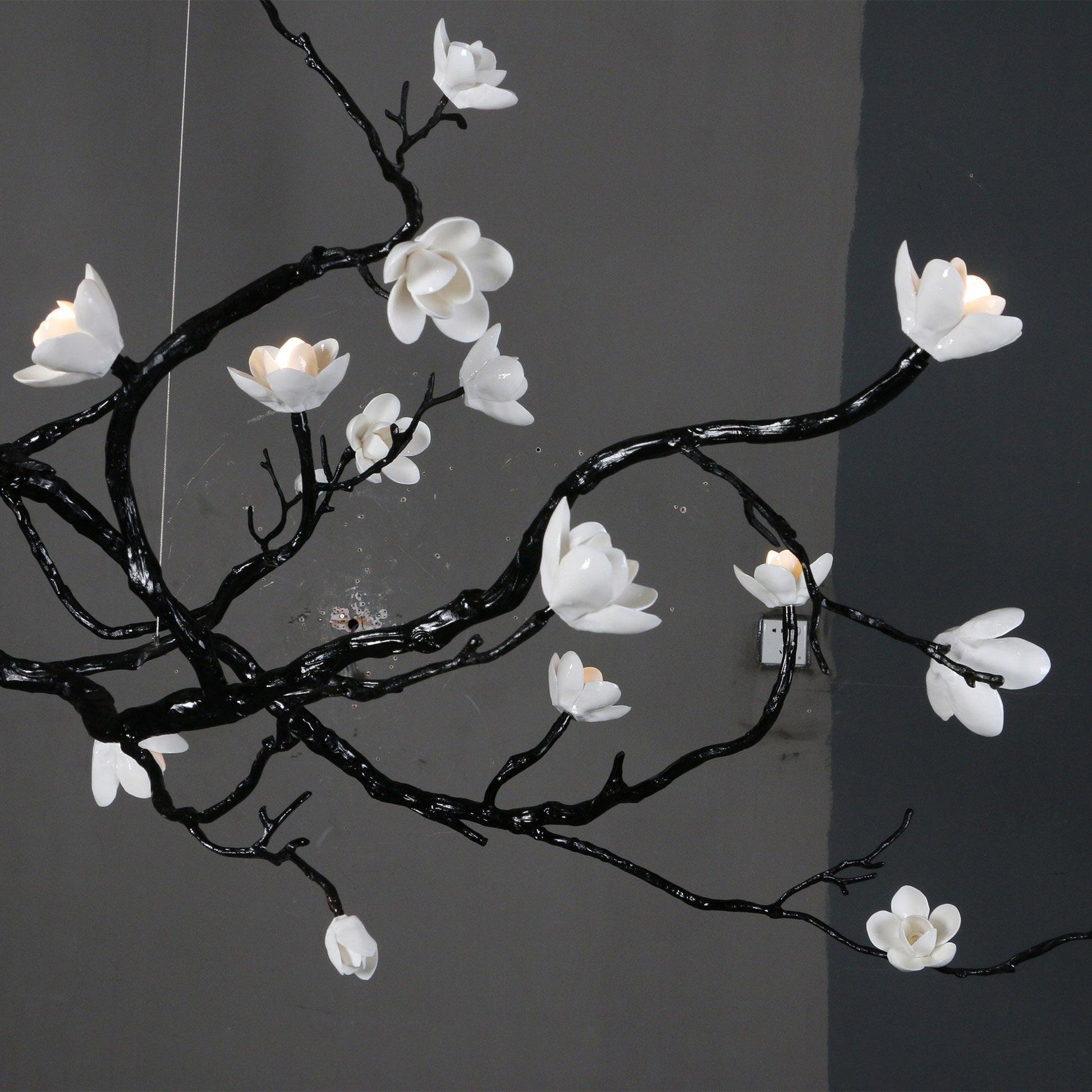 Lustra Chandelier Ceramic Flower Black Branch-Neutral Decor