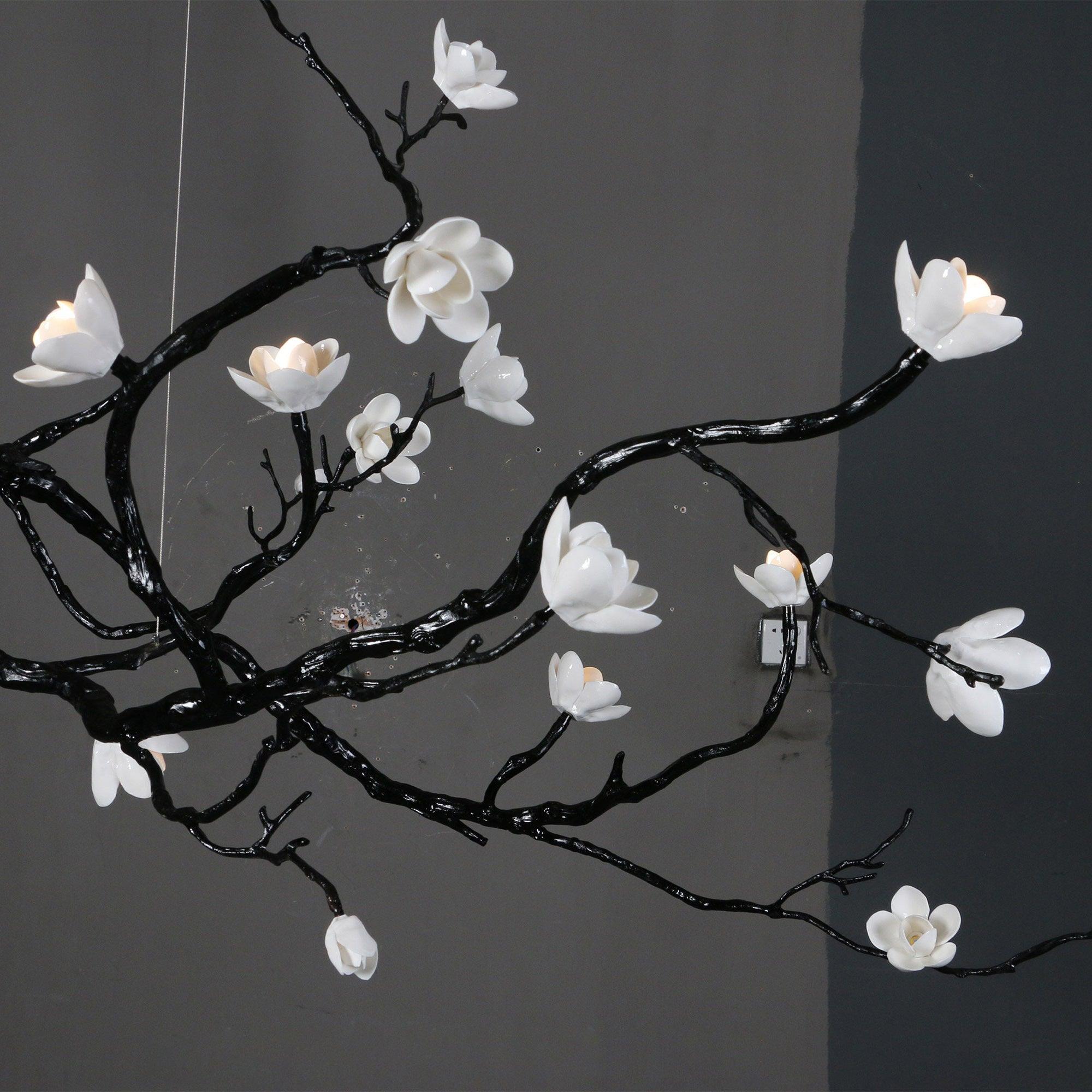 Lustra Chandelier Ceramic Flower Black Branch-Neutral Decor