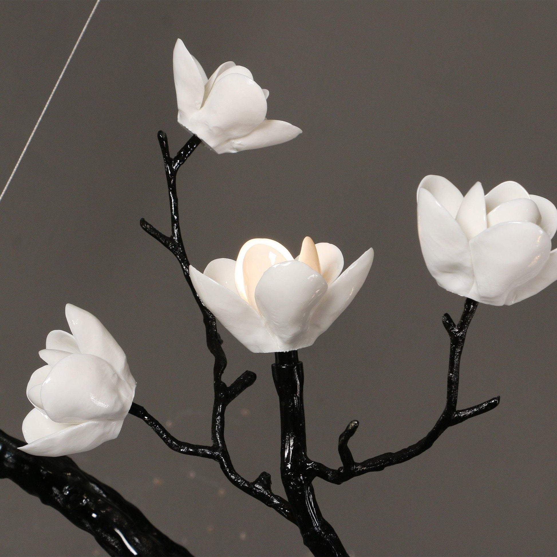 Lustra Chandelier Ceramic Flower Black Branch-Neutral Decor