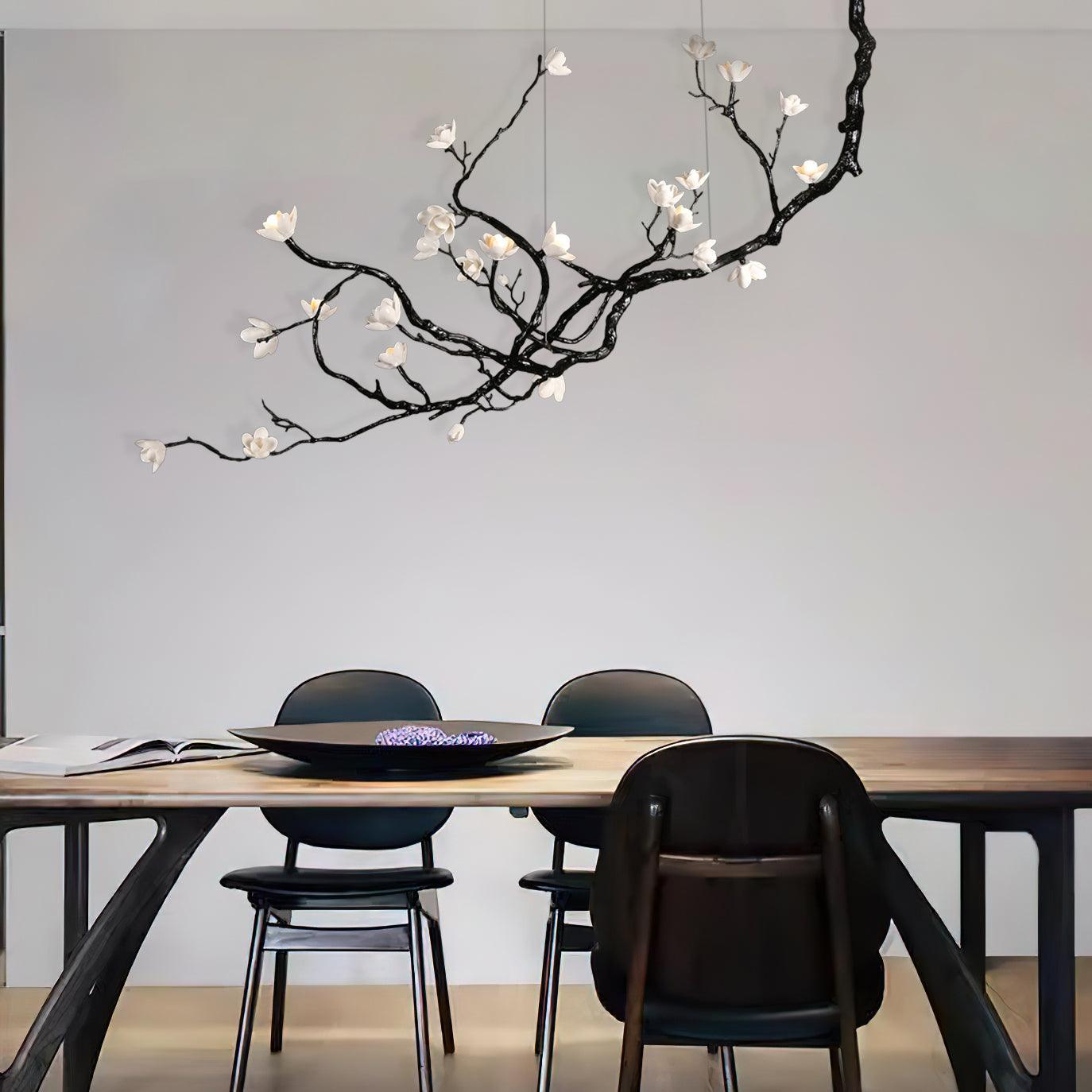 Lustra Chandelier Ceramic Flower Black Branch-Neutral Decor