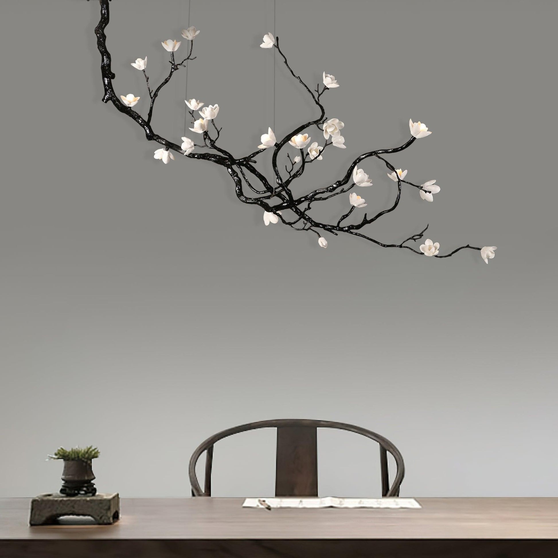 Lustra Chandelier Ceramic Flower Black Branch-Neutral Decor