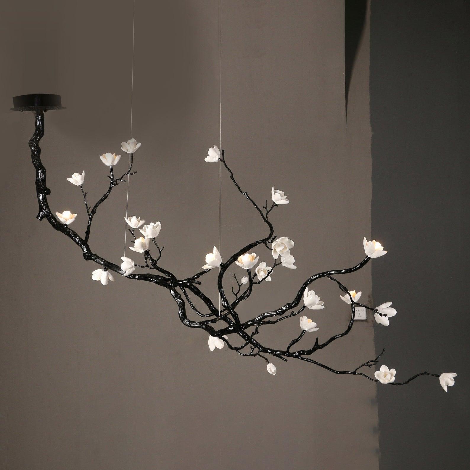 Lustra Chandelier Ceramic Flower Black Branch-Neutral Decor