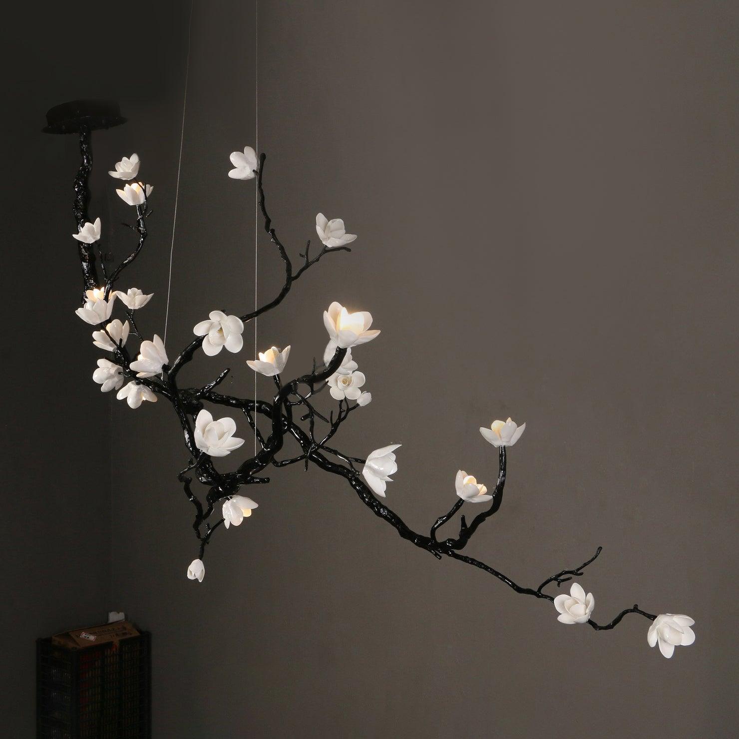 Lustra Chandelier Ceramic Flower Black Branch-Neutral Decor