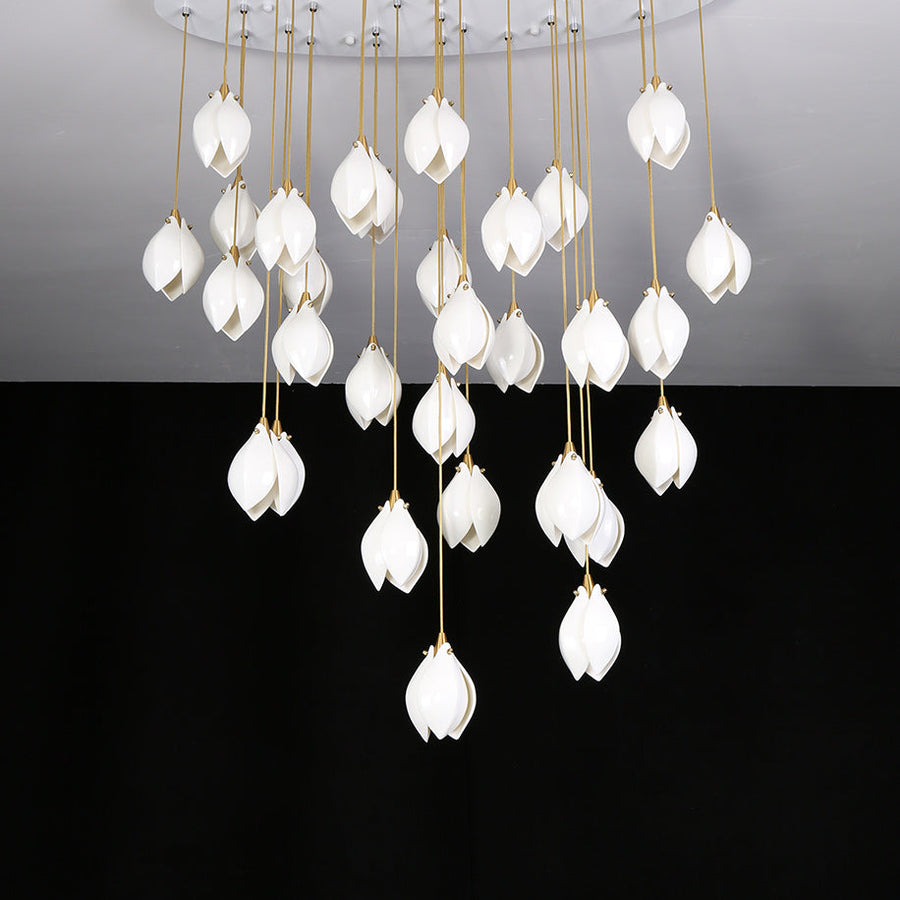 Lustra Pendant Lamp White Floral Ceramic-Neutral Decor