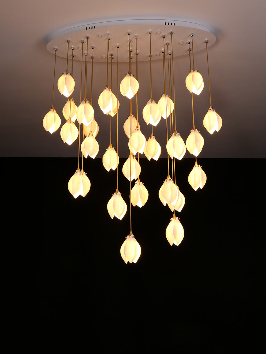 Lustra Pendant Lamp White Floral Ceramic-Neutral Decor