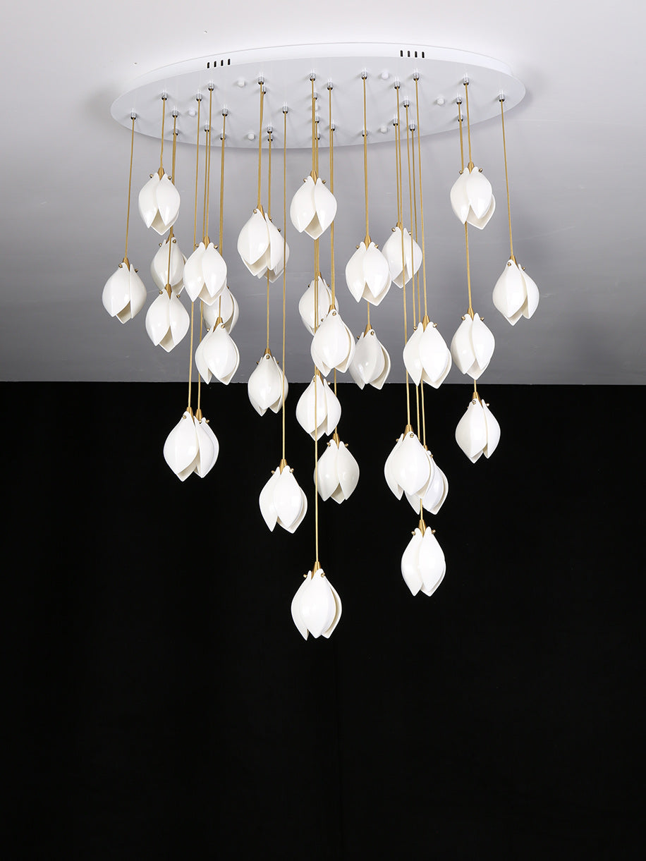 Lustra Pendant Lamp White Floral Ceramic-Neutral Decor