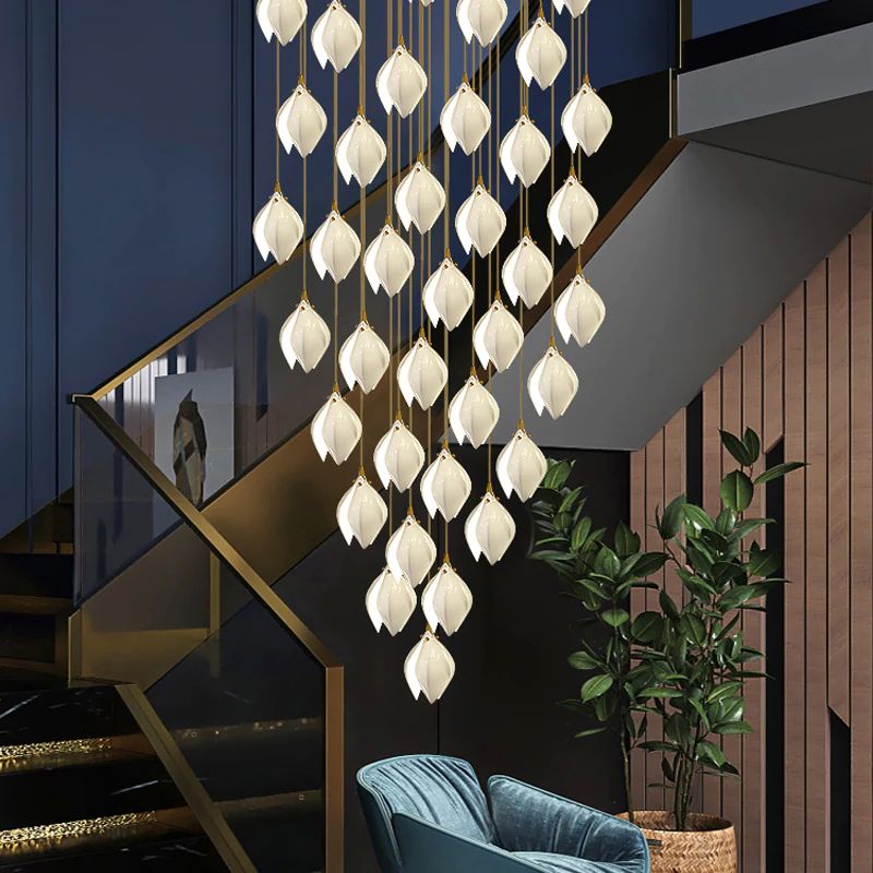 Lustra Pendant Lamp White Floral Ceramic-Neutral Decor