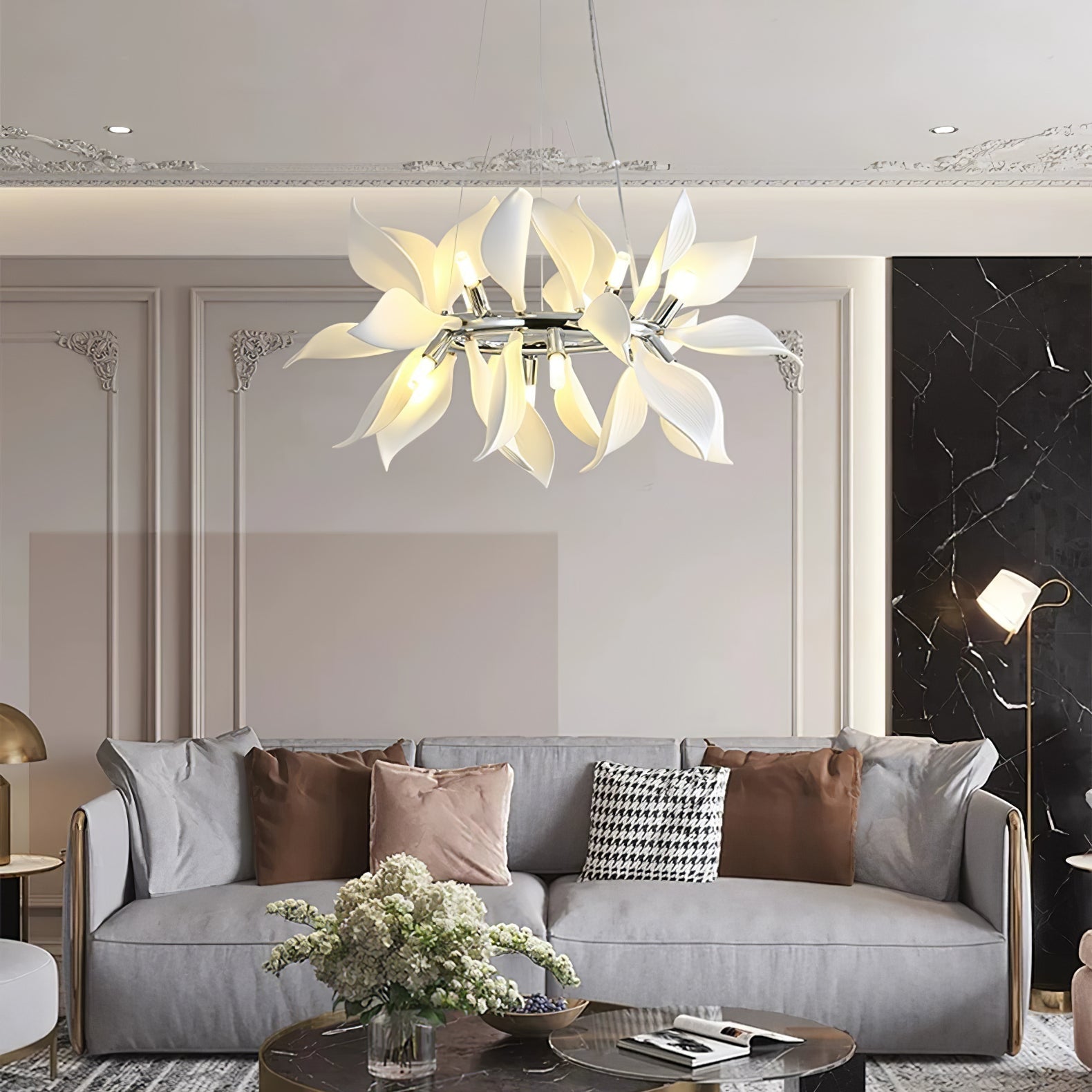 Avir Pendant Lamp Ceramic Petals Blooming-Neutral Decor
