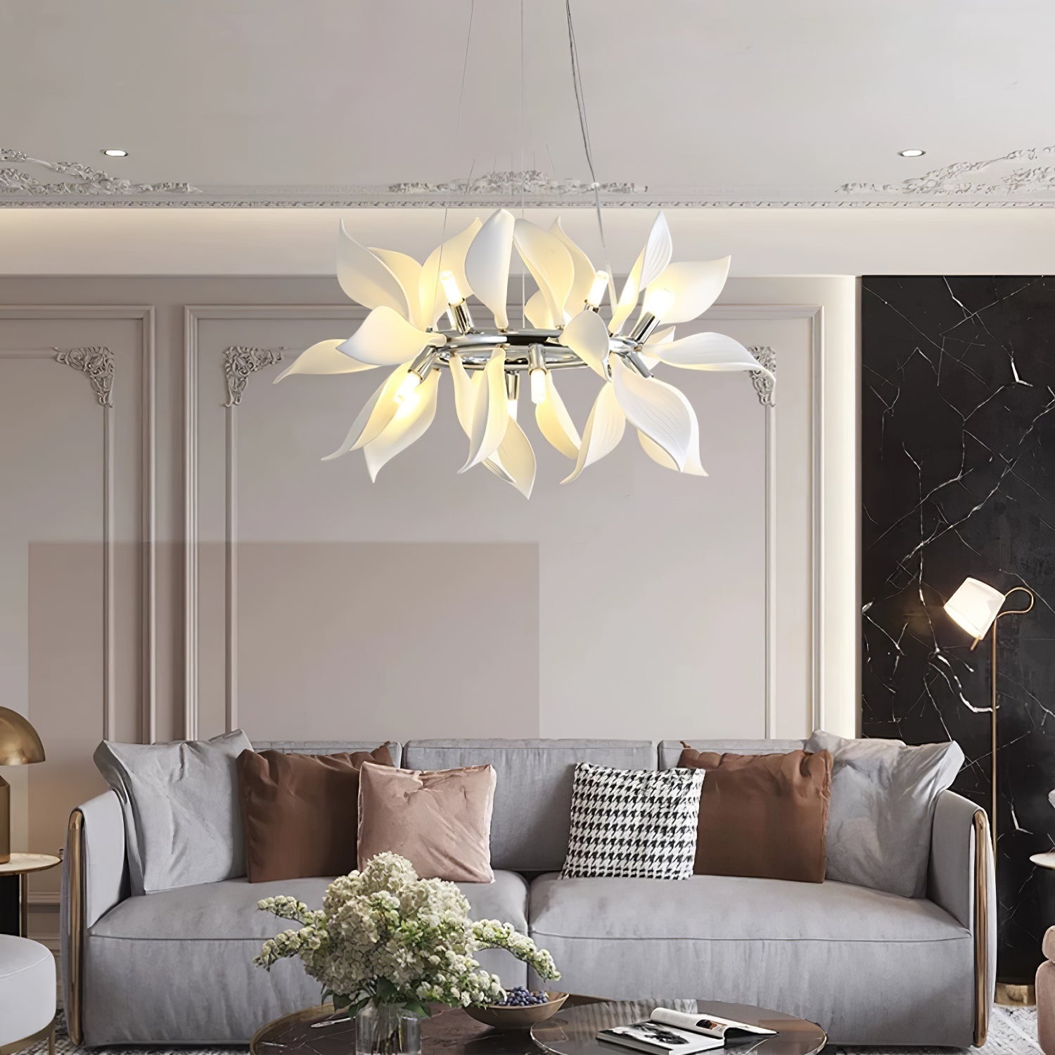 Avir Pendant Lamp Ceramic Petals Blooming-Neutral Decor