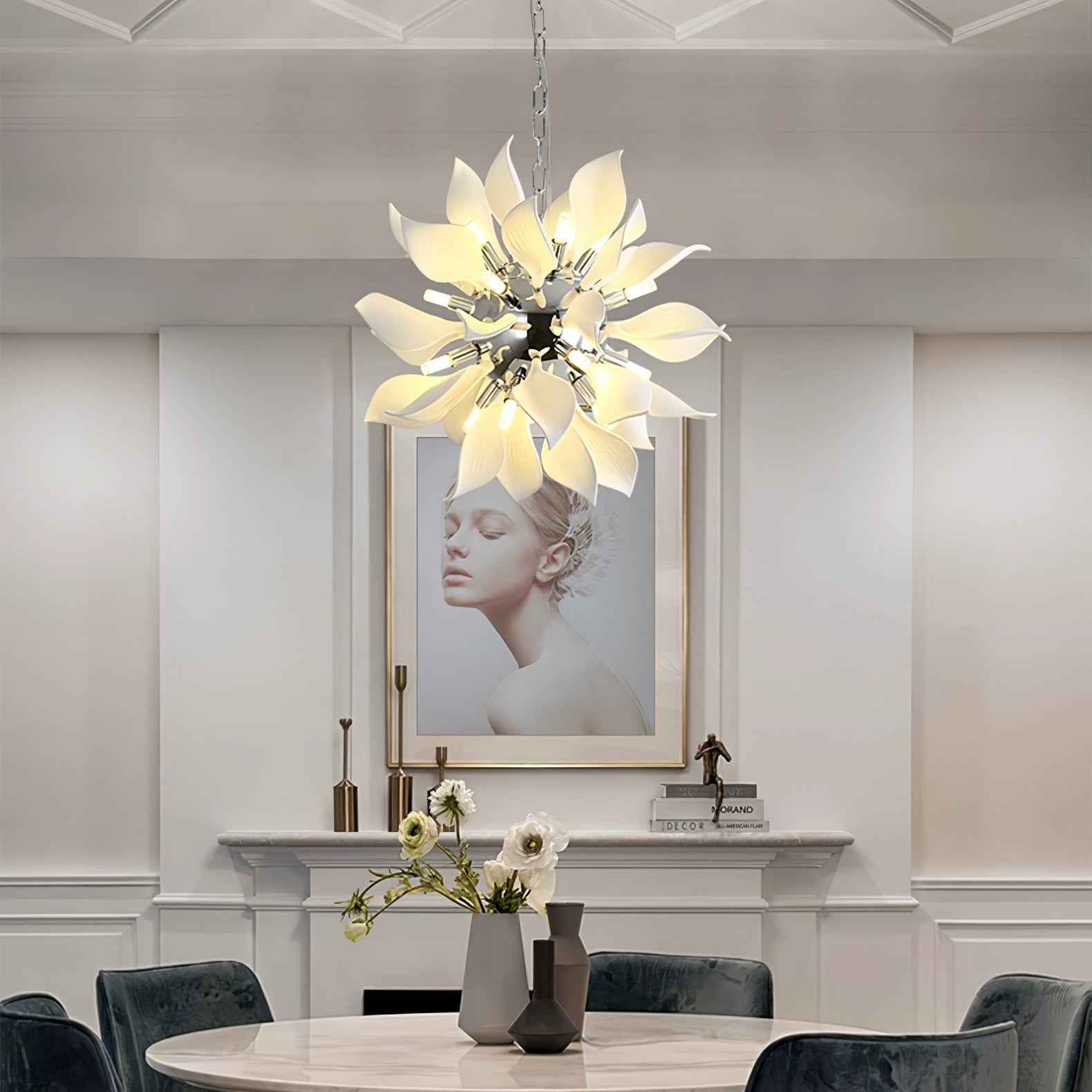 Avir Pendant Lamp Ceramic Petals Blooming-Neutral Decor