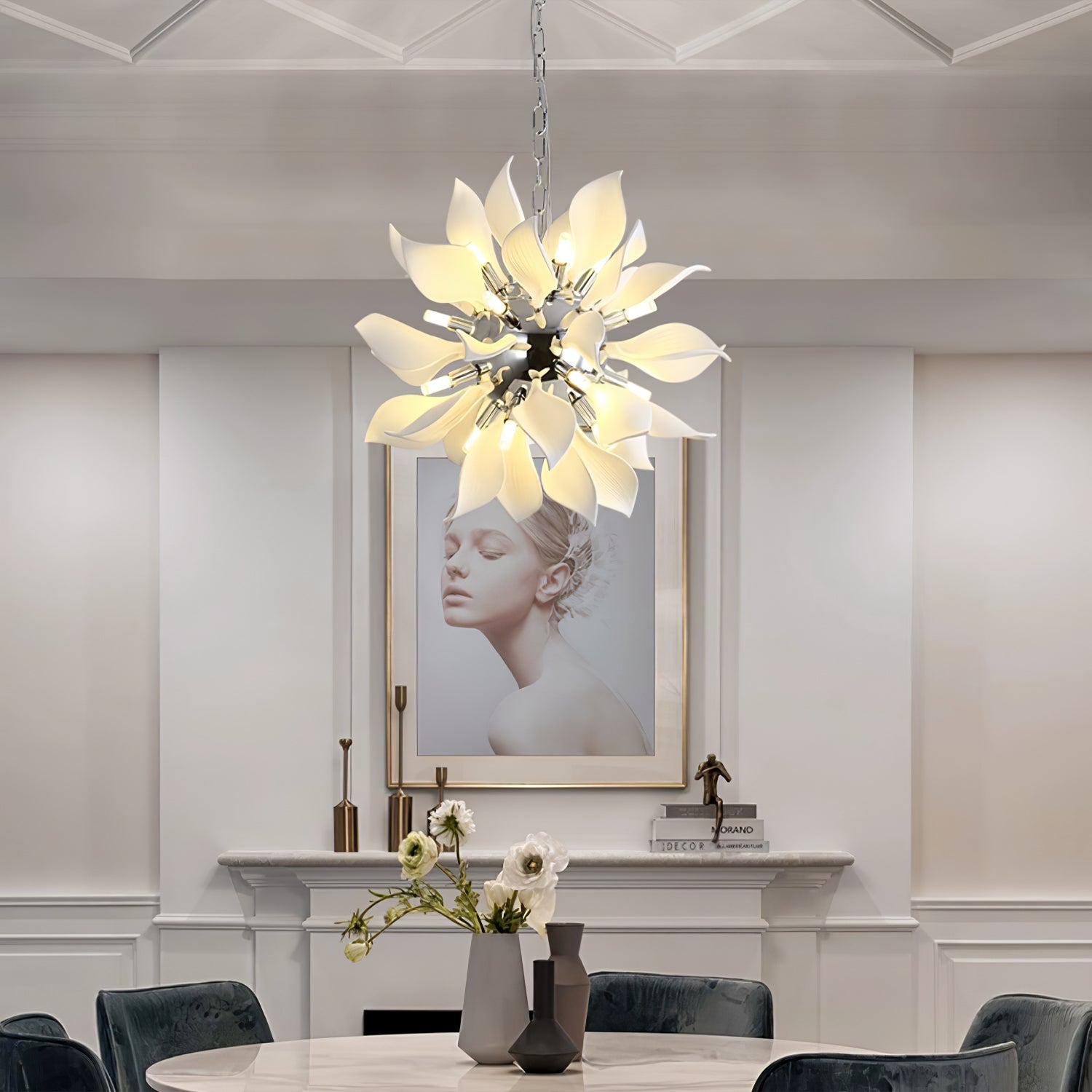 Avir Pendant Lamp Ceramic Petals Blooming-Neutral Decor