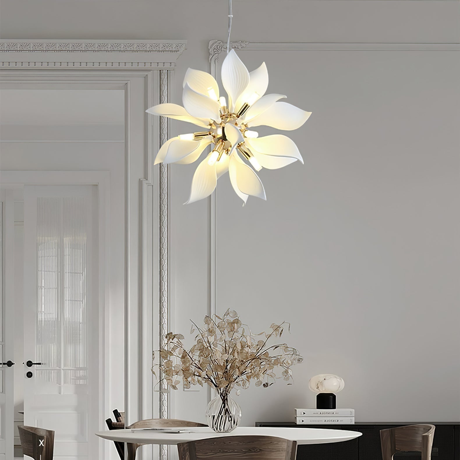 Avir Pendant Lamp Ceramic Petals Blooming-Neutral Decor