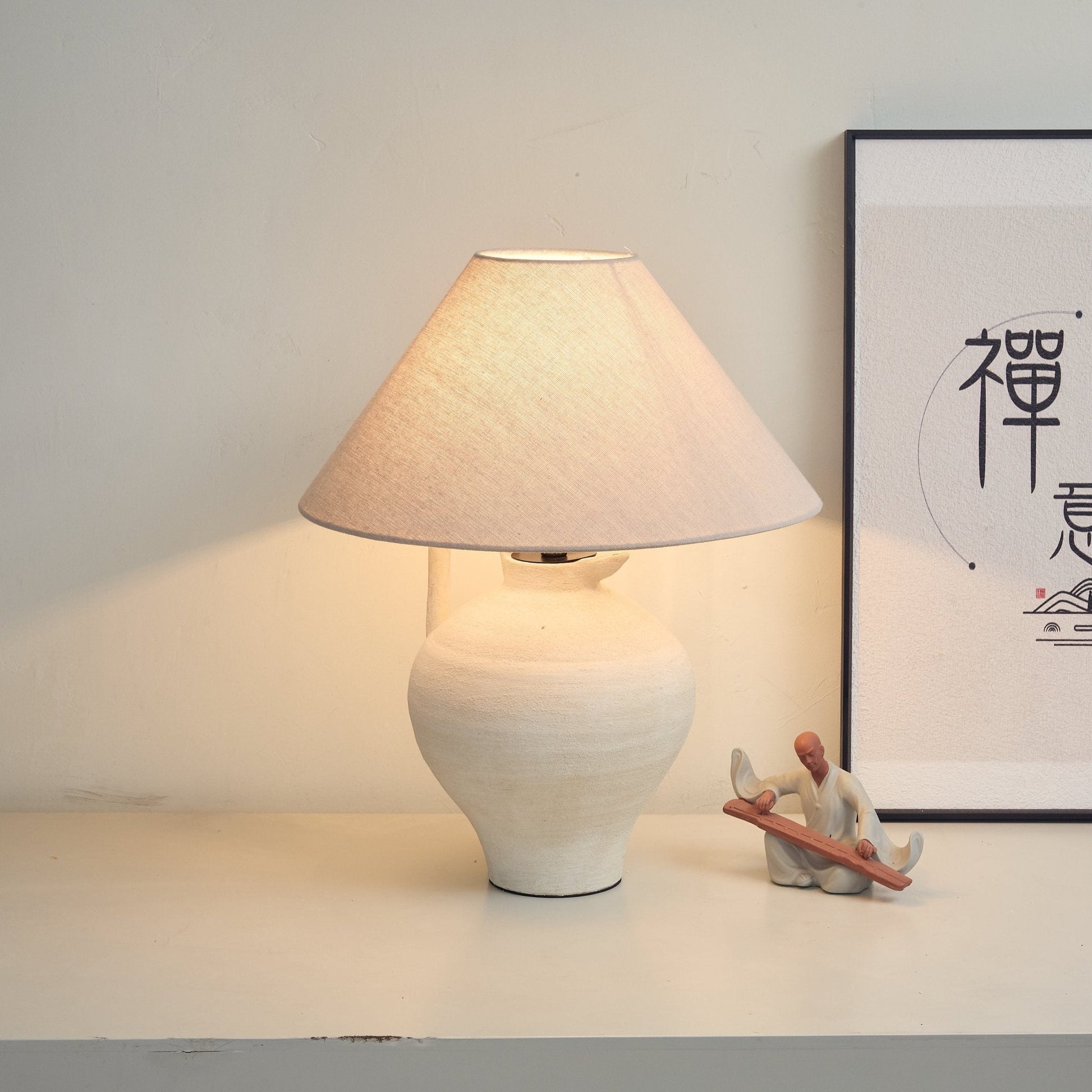 Ceramic Pitcher Shaped Table Lamp-Neutral Decor